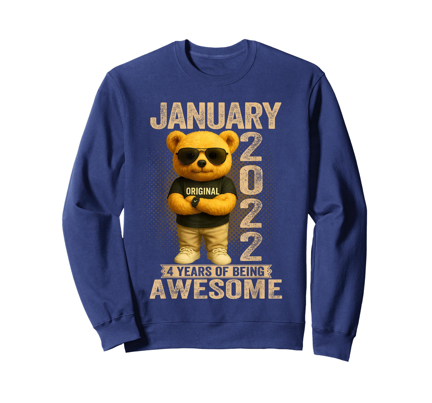 4 Year Old January 2022 Teddy Bear 4th Birthday Men Women T-Shirt