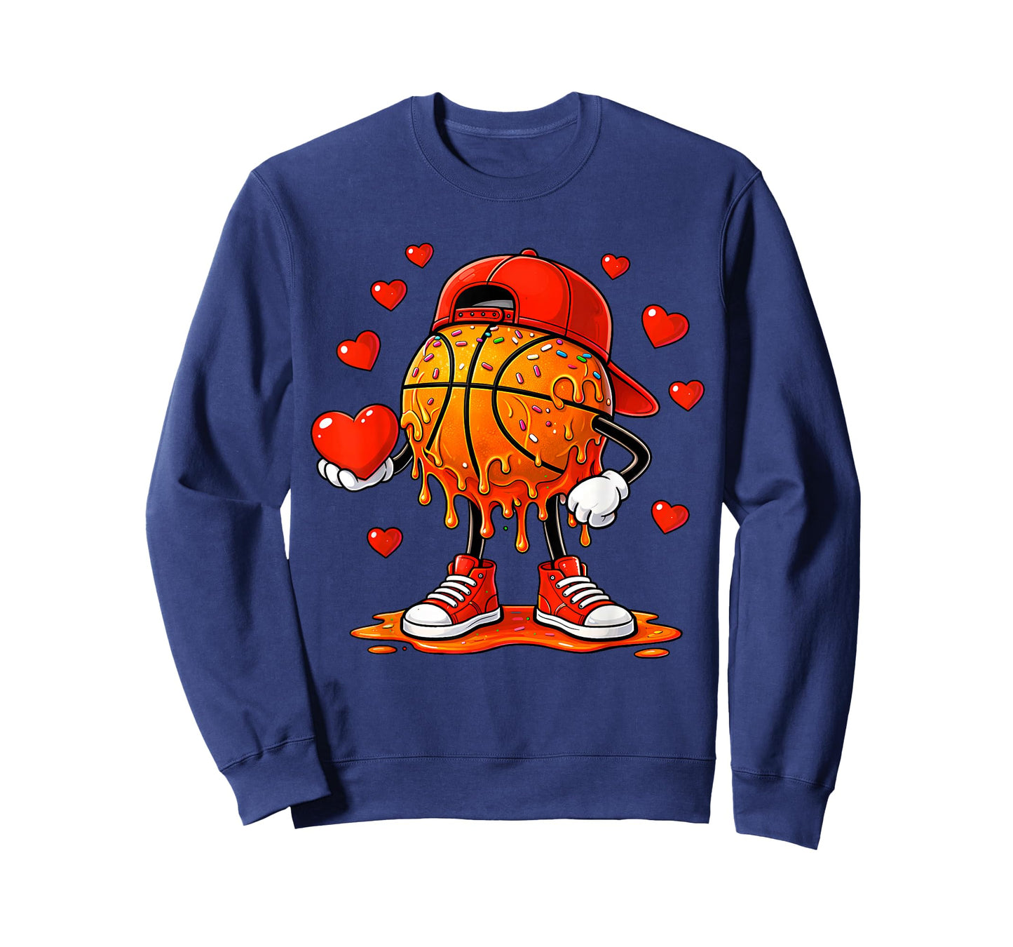 Valentine Basketball Heart Drip Sport Valentines Day Boys T-Shirt