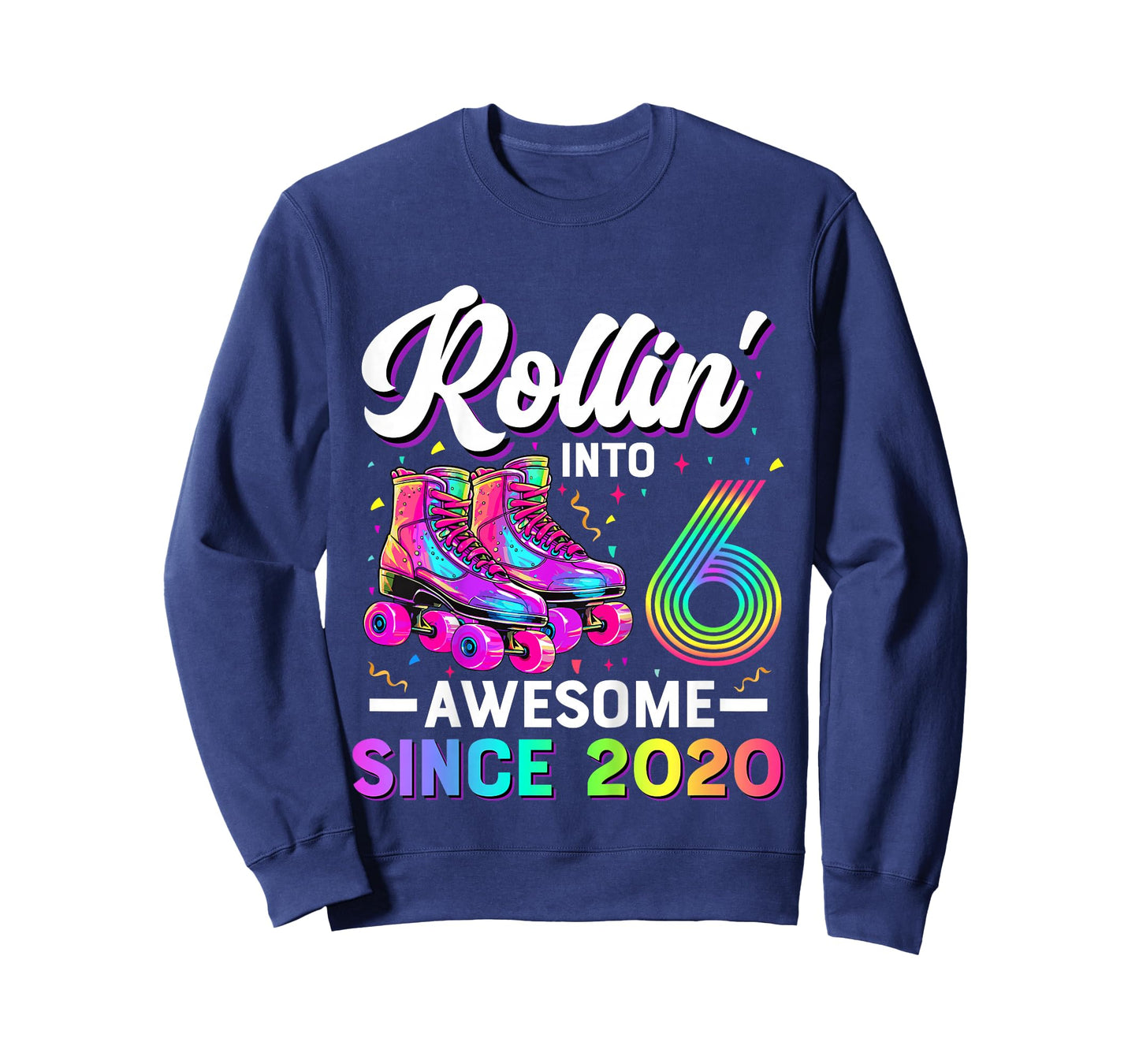 Kids 6th Birthday Shirt Girl Six 6 Year Old Roller Skate Skating T-Shirt