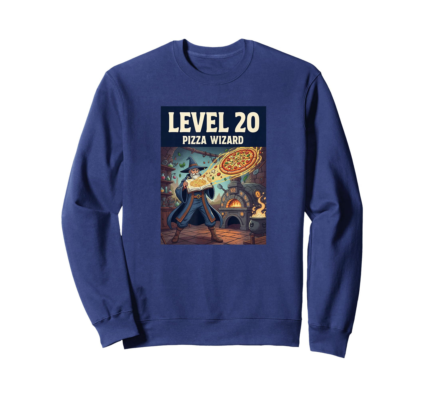 Level 20 Pizza Wizard Fantasy Food Magic Design T-Shirt