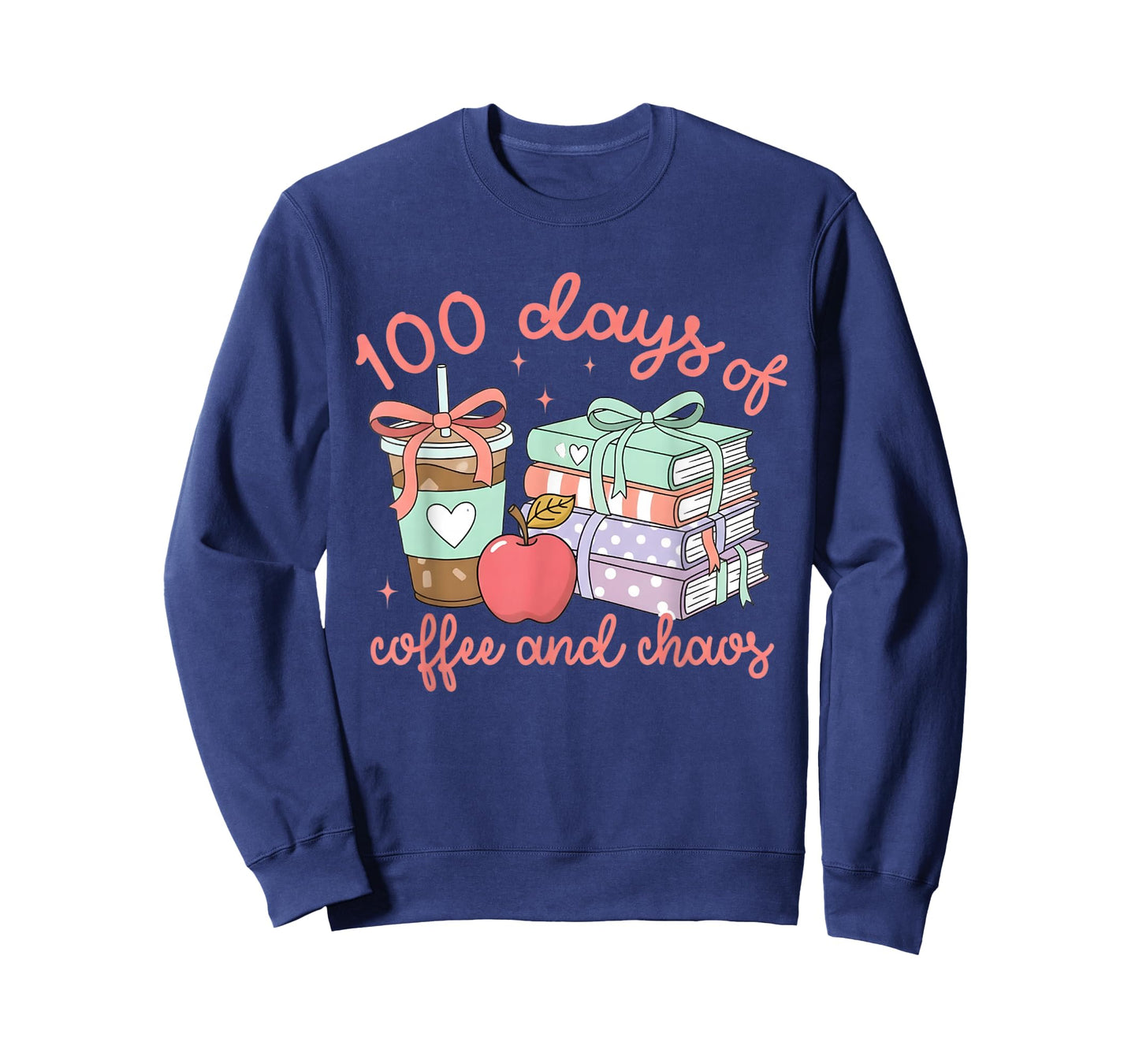 100 Days of Coffee and Chaos Coquette Bow Book Apple T-Shirt
