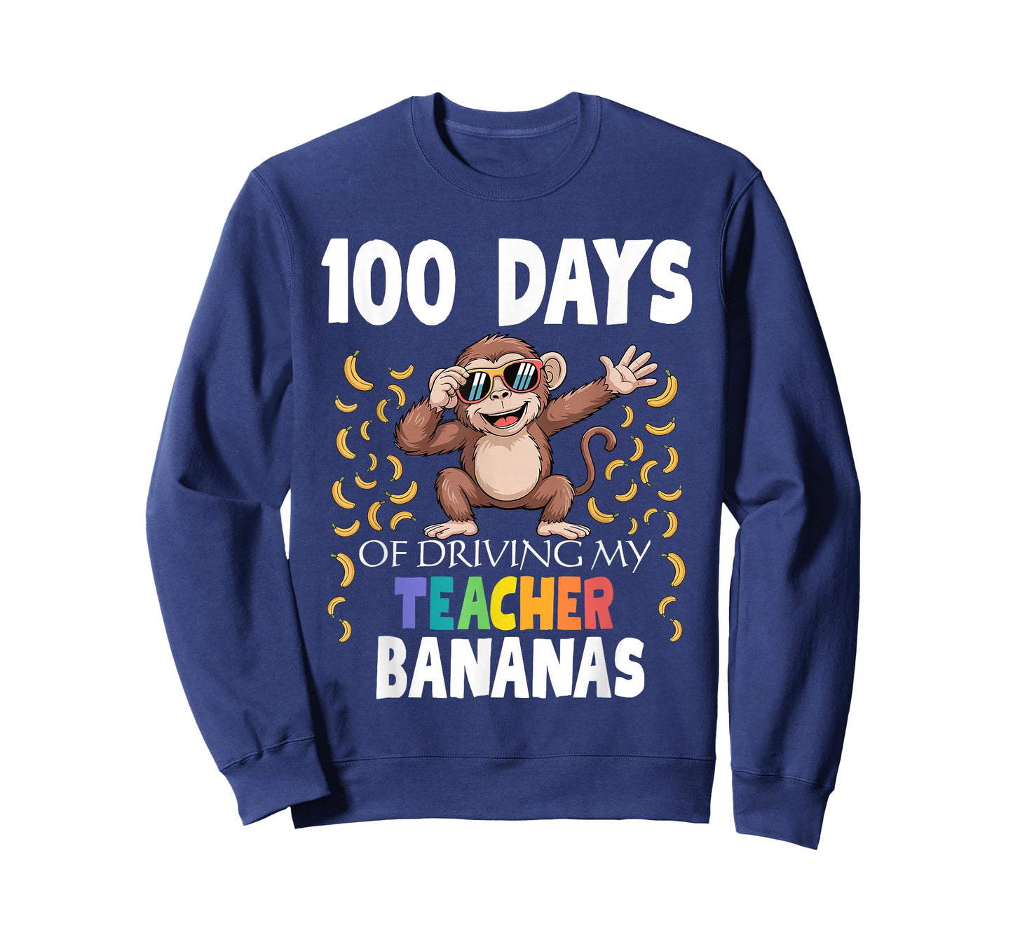 100 Days of Driving My Teacher Bananas Dabbing Monkey School T-Shirt