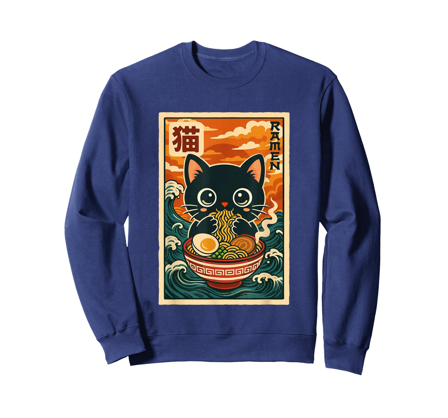 Funny Retro Vintage Japanese Anime Cute Kawaii Ramen Cat T-Shirt