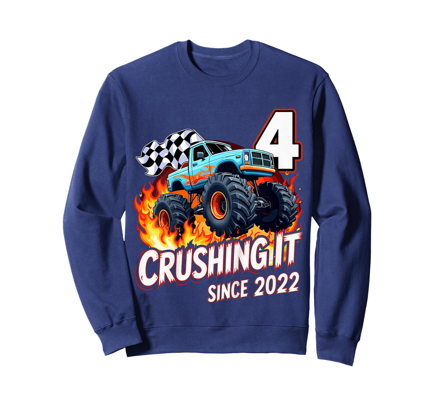 Kids 4th Birthday Monster Truck 4 Year Old Boys Born 2022 T-Shirt