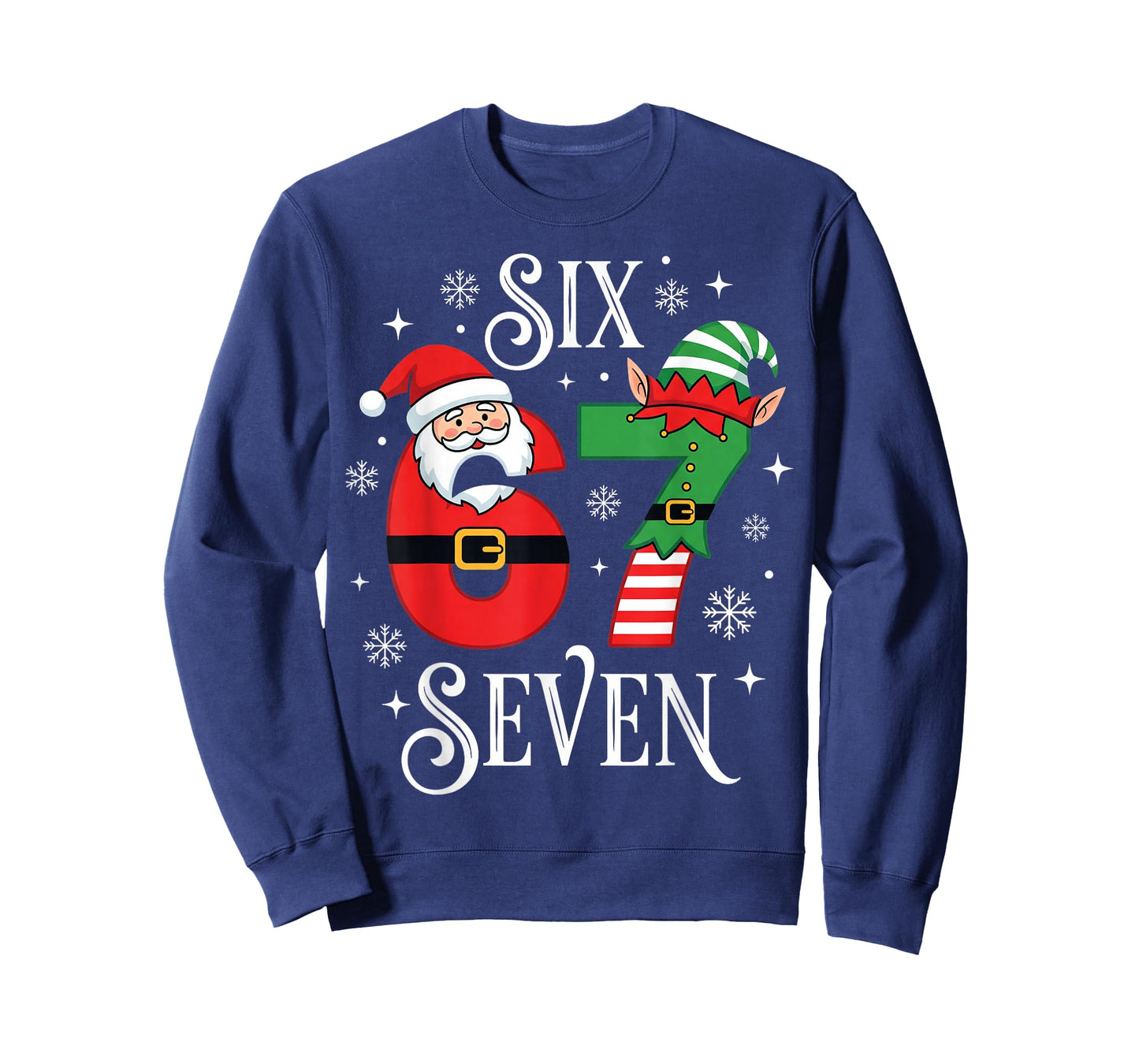 Funny Six Seven 67 Meme 6 7 Elf Santa Christmas Pajamas Kids T-Shirt