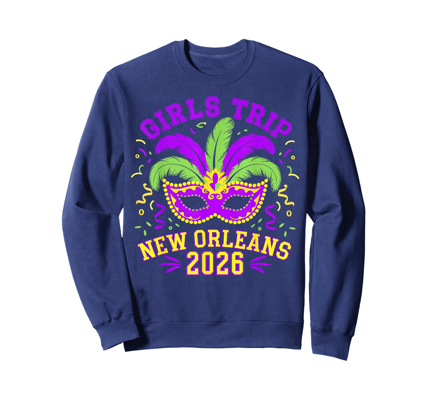 Mardi Gras Girls Trip New Orleans 2026 Mask Beads Vacation T-Shirt