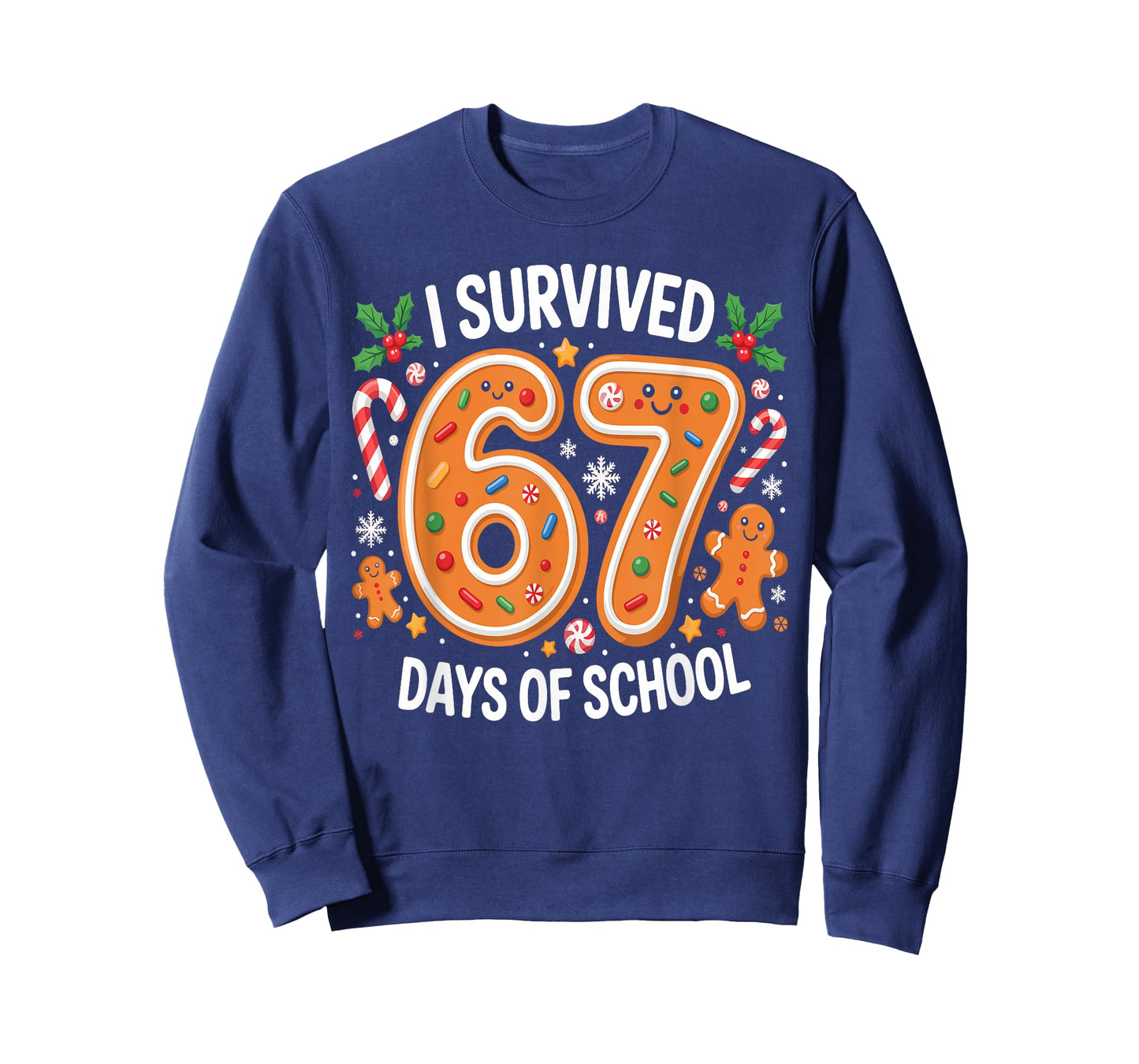 I Survived 67 Days of School Christmas Candy Cane Six Seven T-Shirt