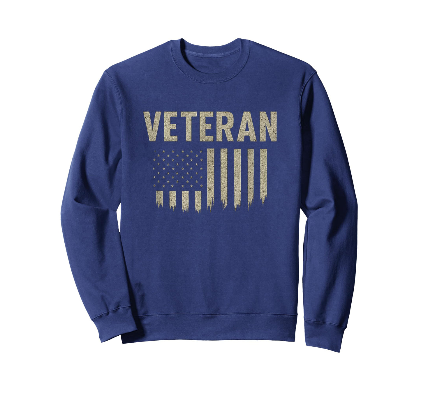 Veteran with Distressed USA Flag Printed on Back T-Shirt