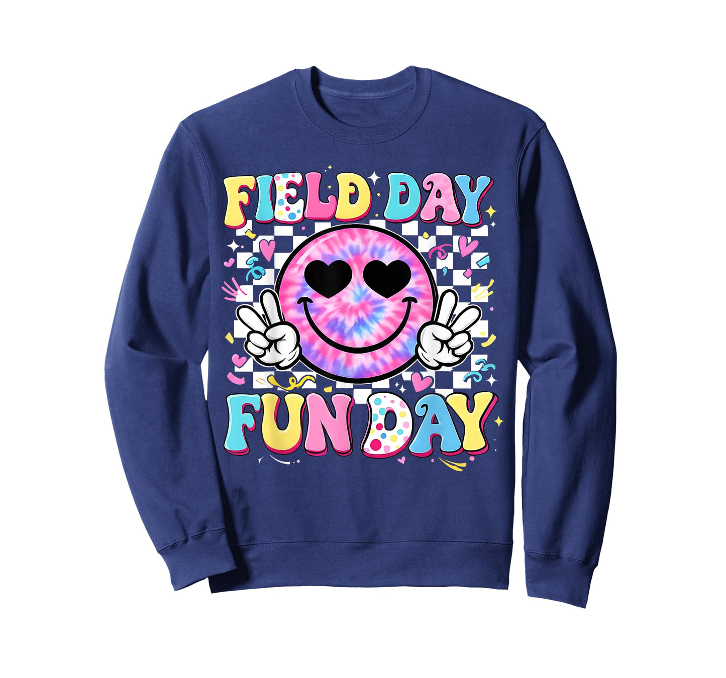 Field Day Fun Day Tie Dye Smile Face Field Trip Teacher Kid T-Shirt