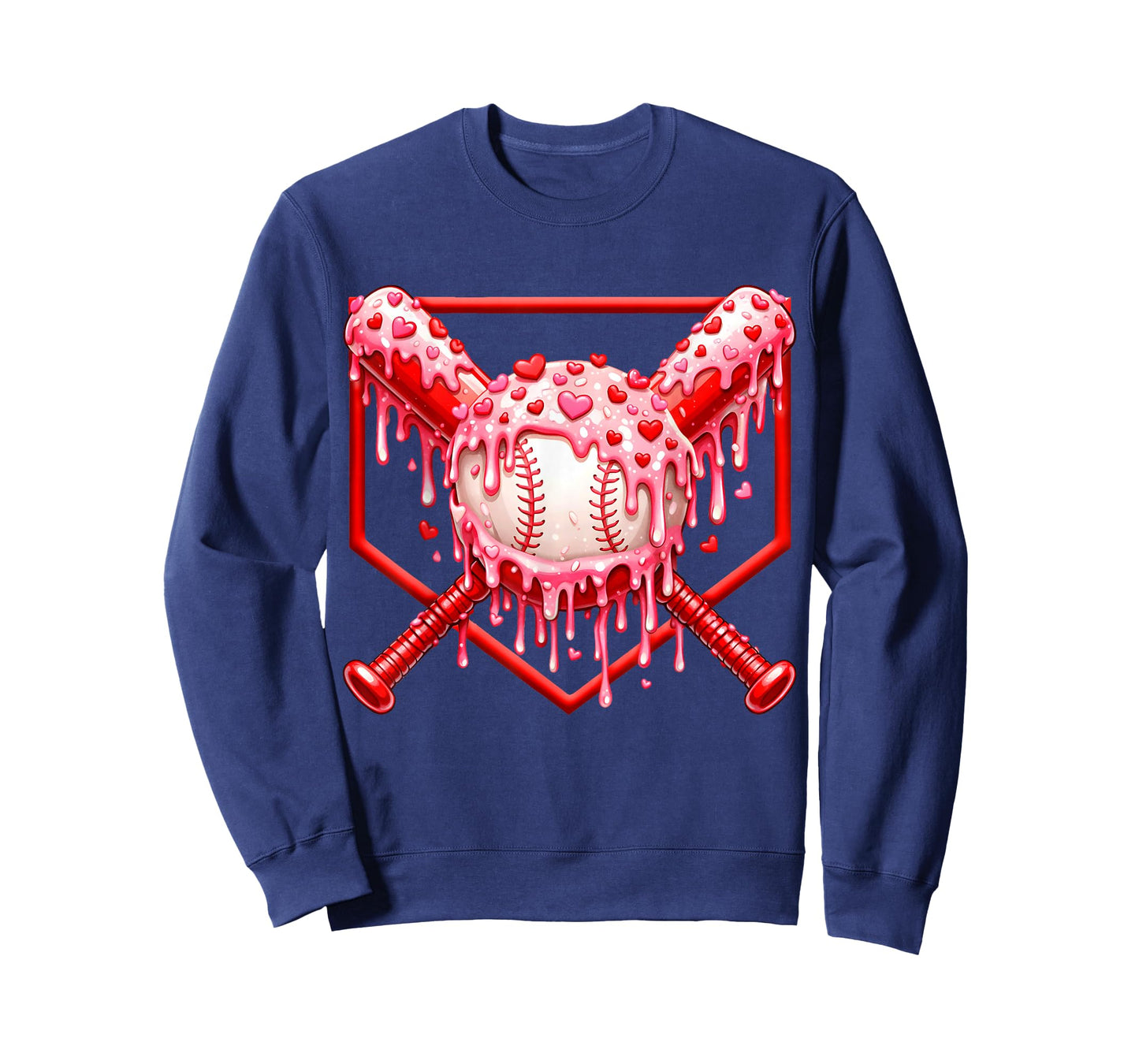 Valentines Day Baseball Boys Ice Cream Drip Heart Youth Kids T-Shirt