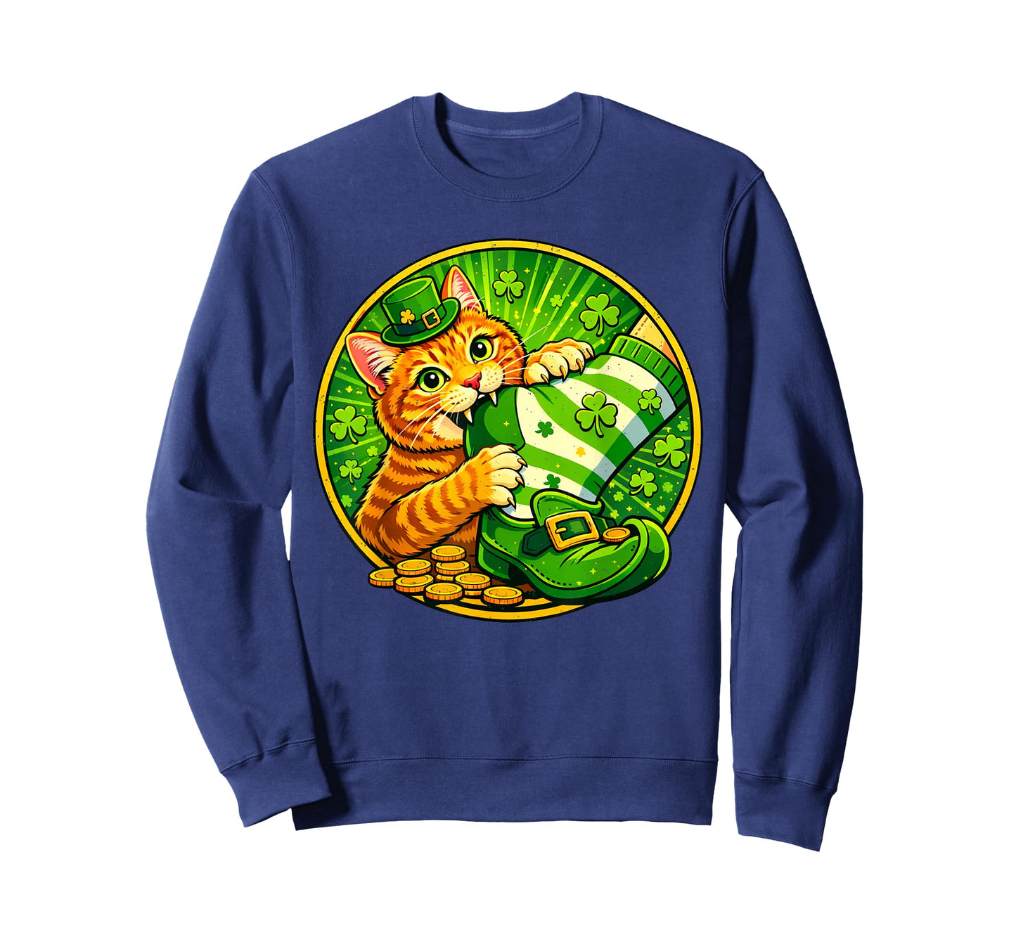 St Patricks Day Cat Bite Shamrock St Paddys Day Kitten Lover T-Shirt