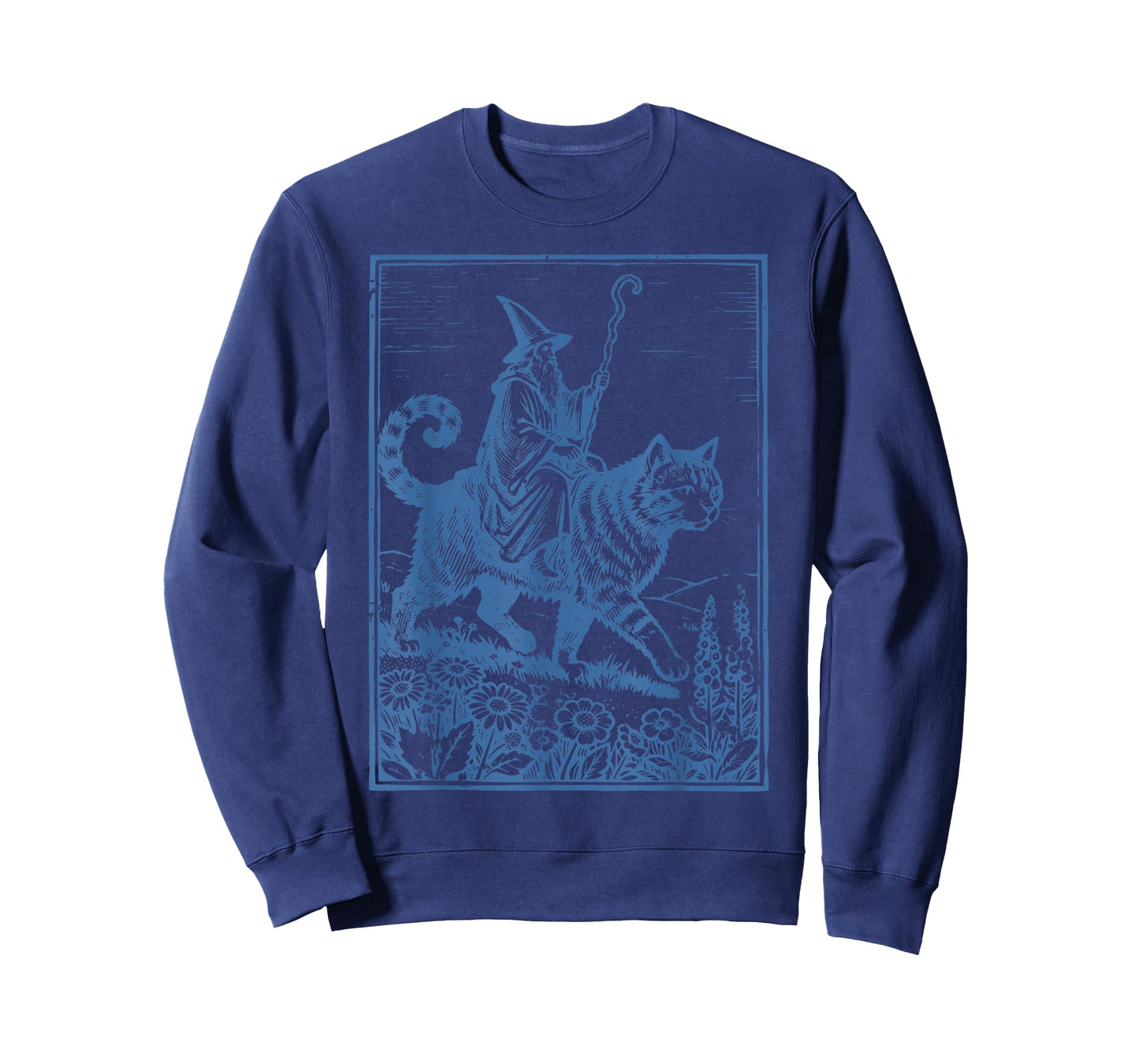 Vintage Wizard Cat Rider Funny Wizard Riding Giant Cat T-Shirt