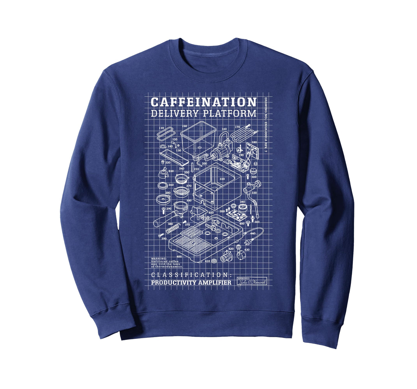 Engineer Coffee Machine Diagram Funny Caffeine Engineering T-Shirt