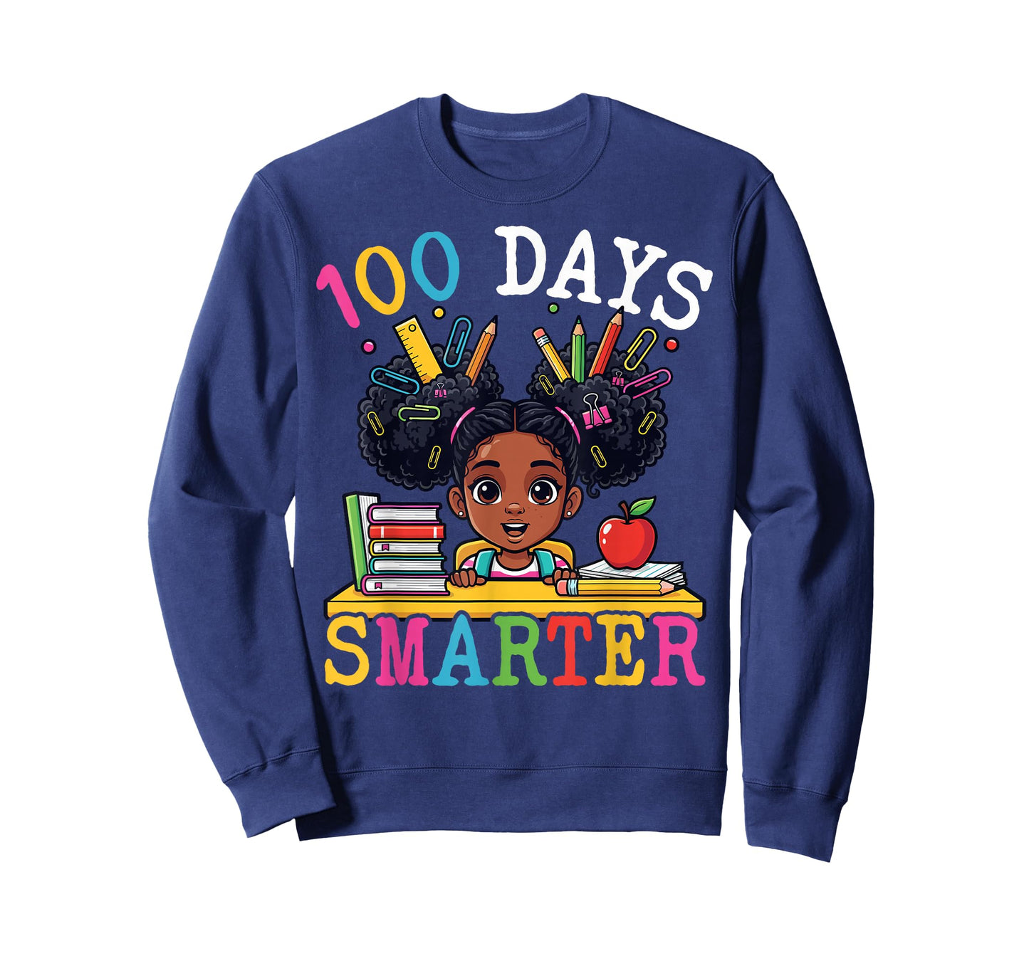 100 Days of School Afro Black Girls Kids 100th Day Smarter T-Shirt