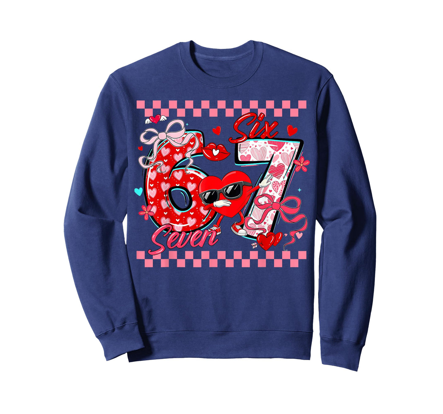 Valentine 67 Six Seven Meme Dabbing Hearts Matching Couple T-Shirt
