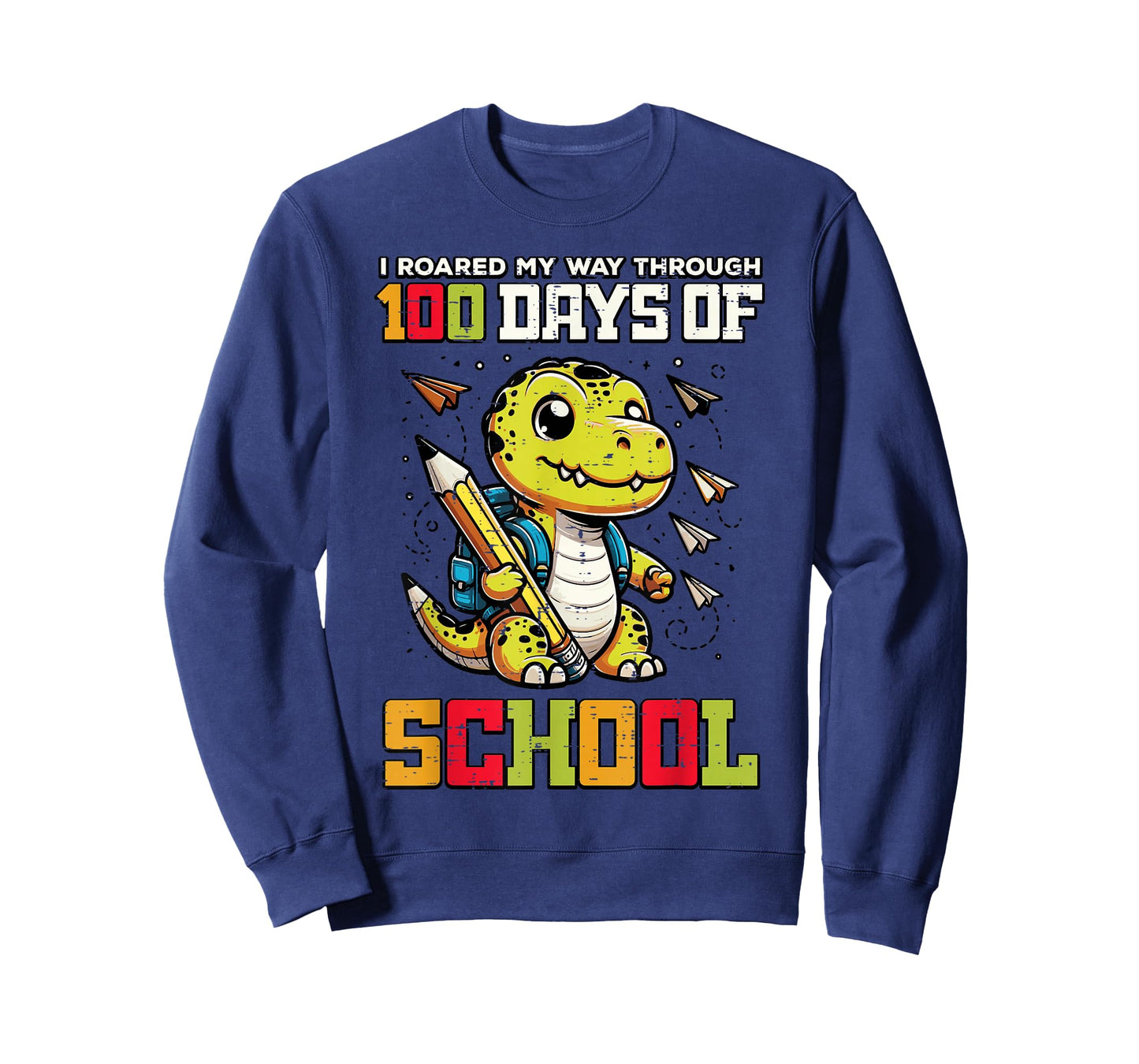 Roared My Way 100 Days of School Dino 100th Day Trex Kids T-Shirt