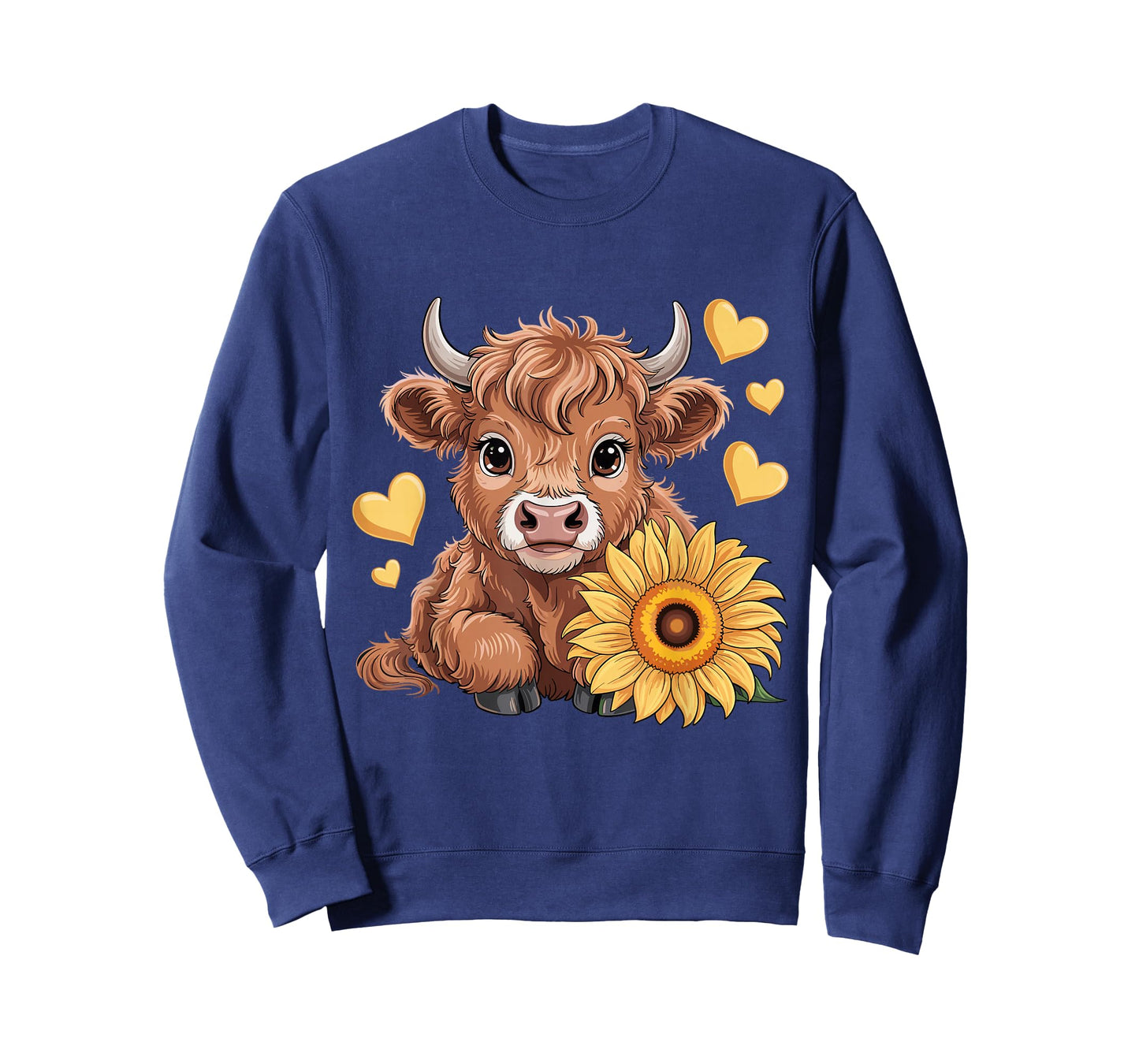 Highland Cow with Sunflower Cute Highland Cow Women Girls T-Shirt