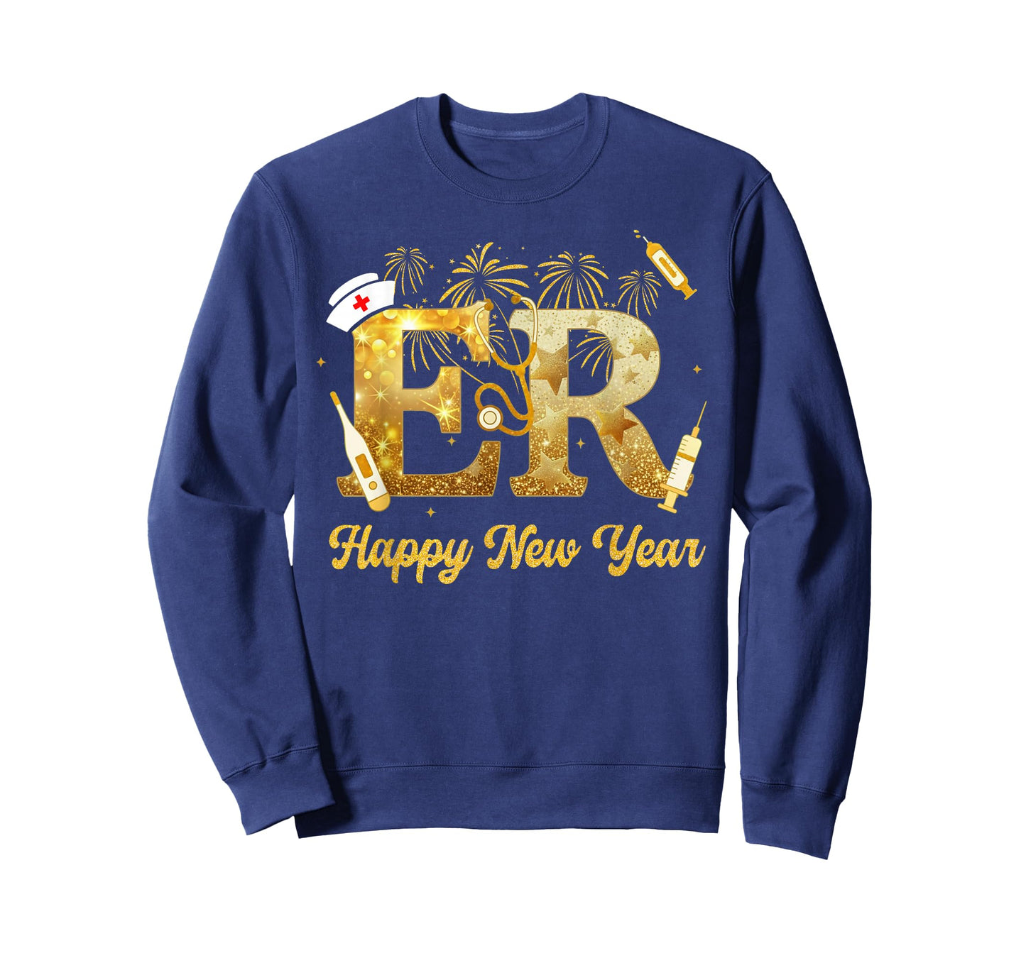 Retro ER Nurse Happy New Year 2026 Fireworks Nurse Squad T-Shirt