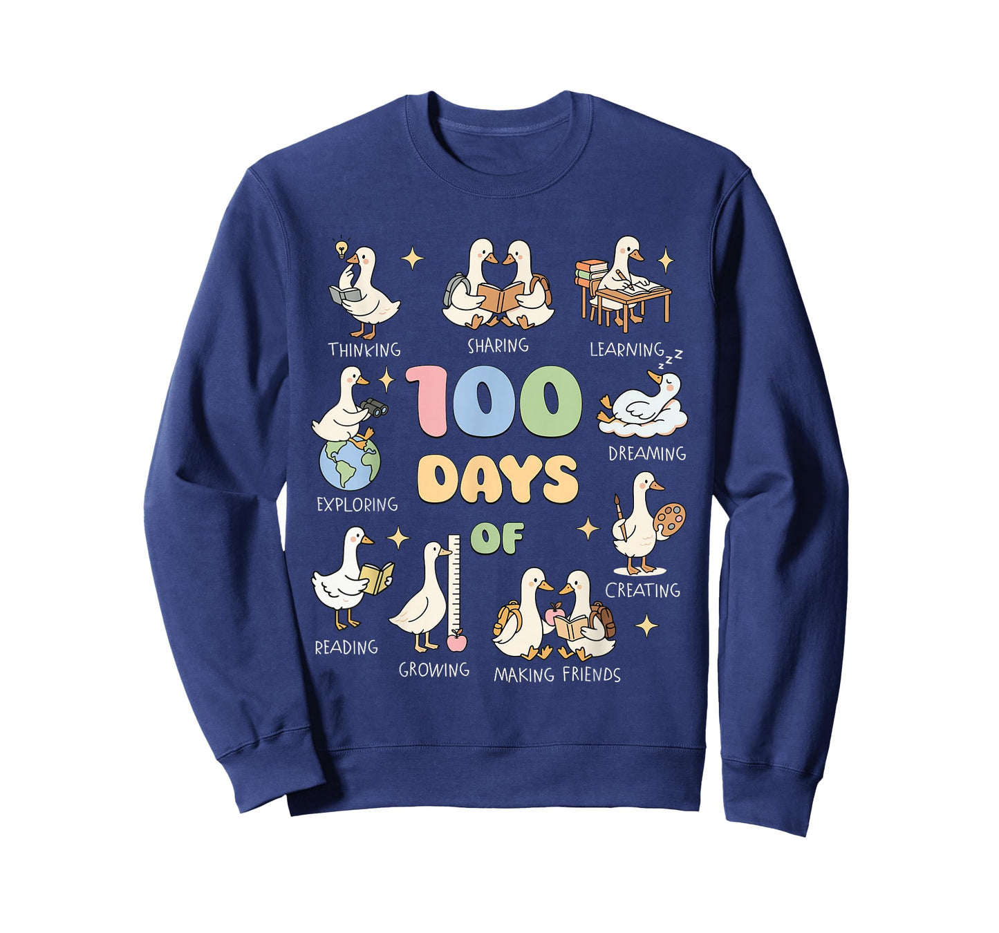 Silly Goose Happy 100 Days of School Goose Teacher Bookish T-Shirt
