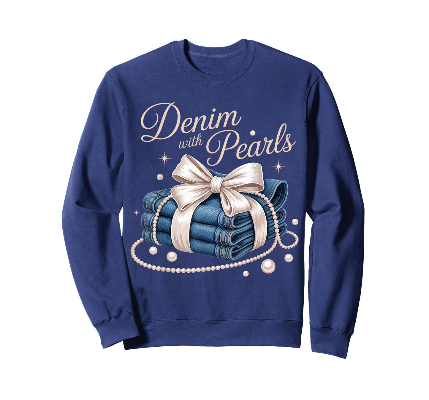 Denim with Pearls Mother’s Day Outfit for Stylish Women T-Shirt