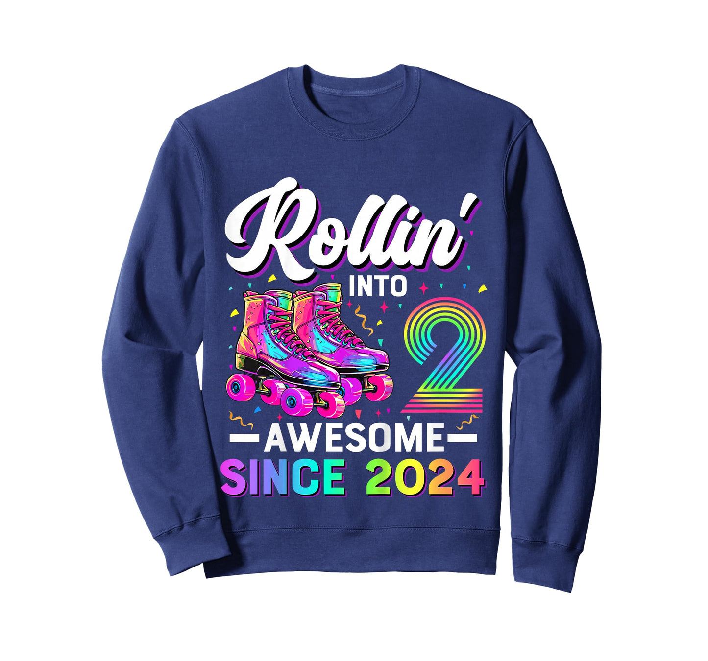 Kids 2nd Birthday Shirt Girl Two 2 Year Old Roller Skate Skating T-Shirt