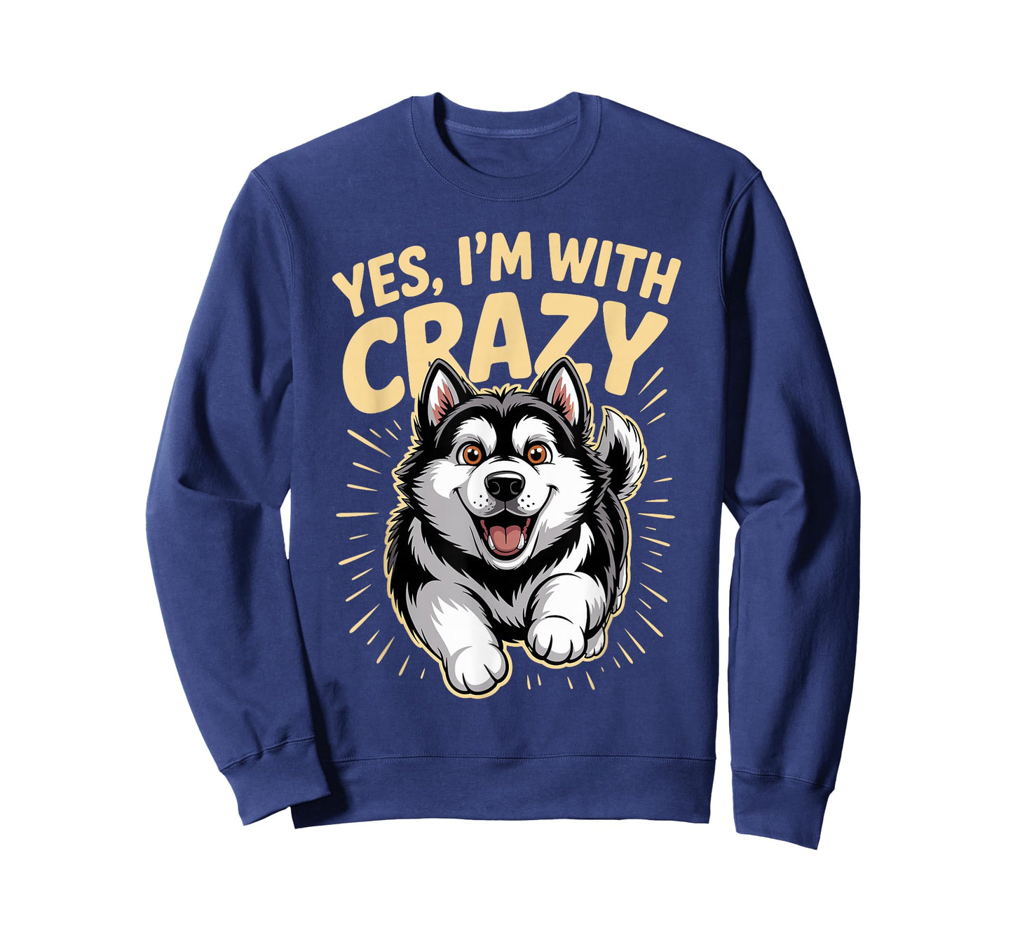 Yes I'm with Crazy Pet Dog Cartoon Funny Alaskan Malamute T-Shirt