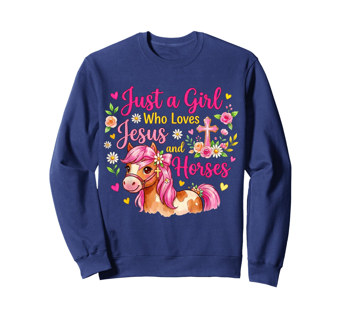 Just A Girl Who Loves Jesus and Horses Christian Horse Lover T-Shirt