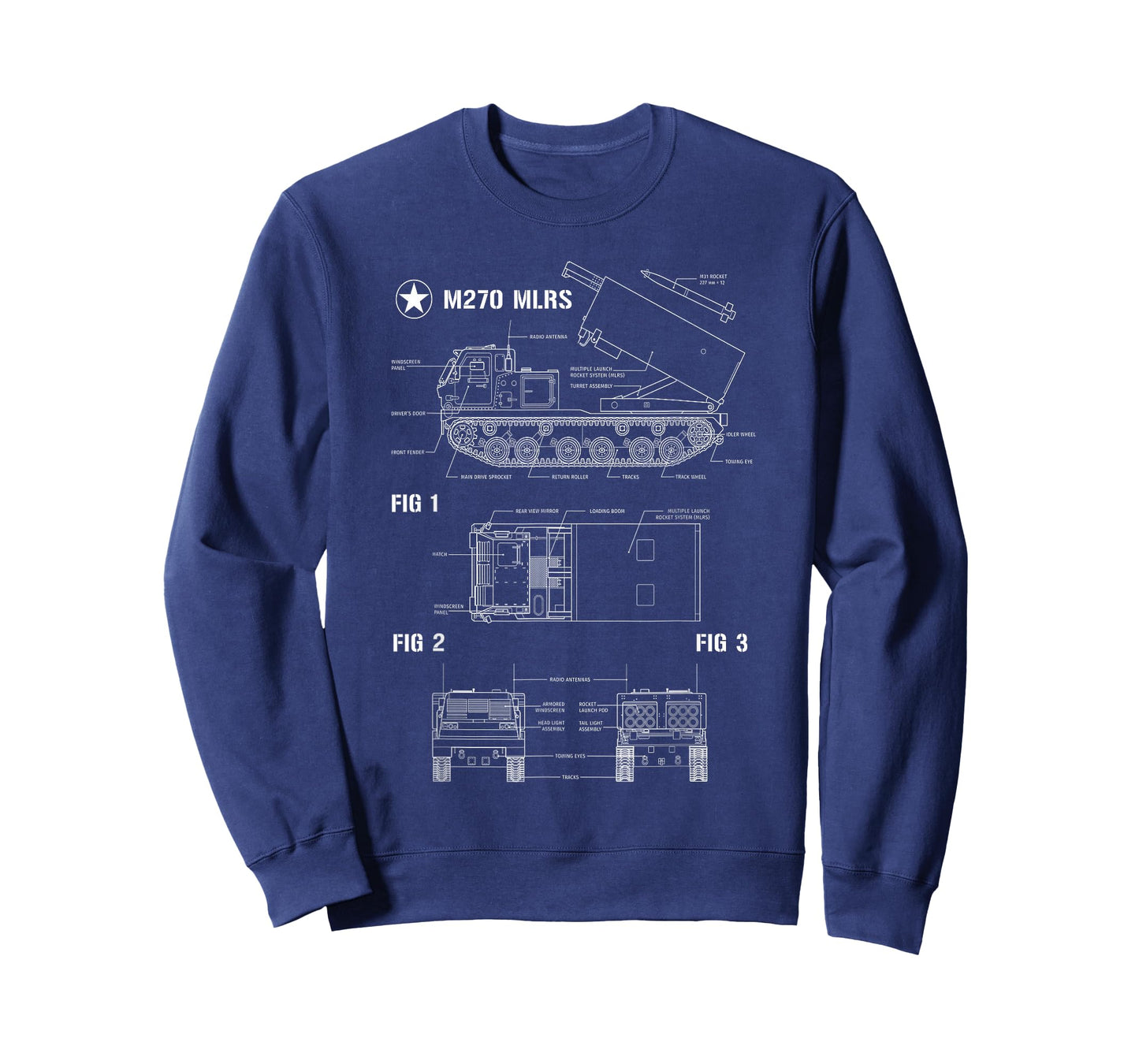 M270 Multiple Launch Rocket System MLRS Blueprint T-Shirt