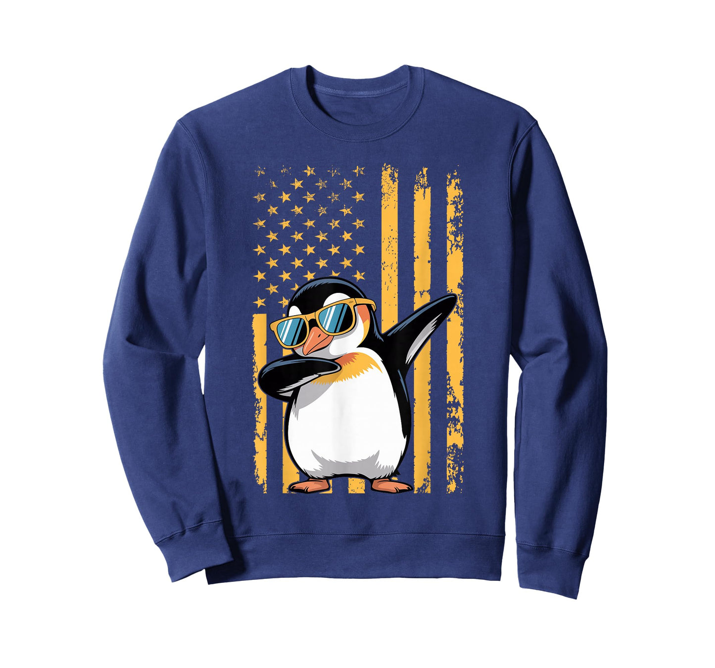 Graphic Penguin Retro American Flag Funny Penguin Lovers T-Shirt