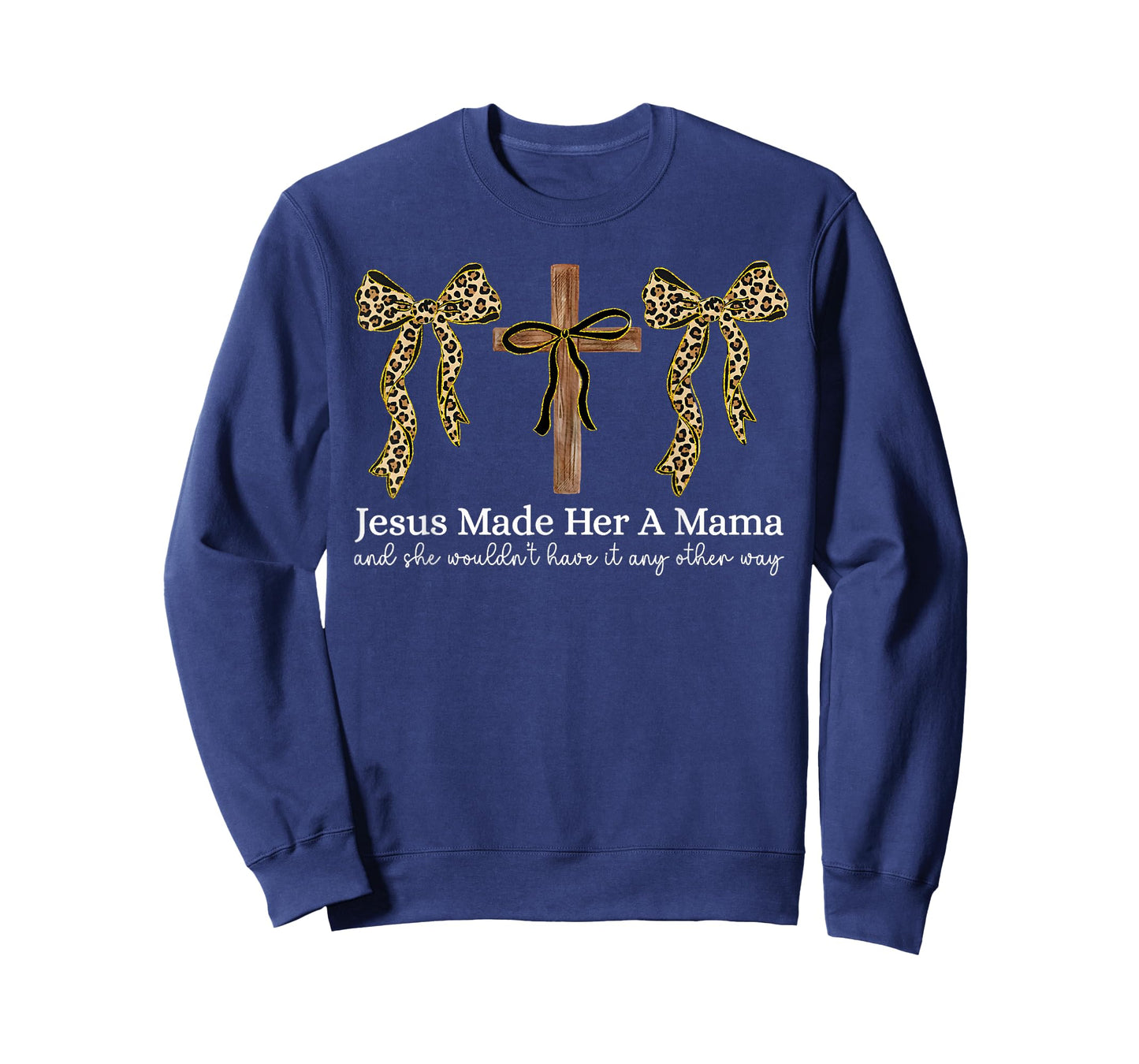 Jesus Made Her A Mama Christian Cross Faith Coquette Bow T-Shirt