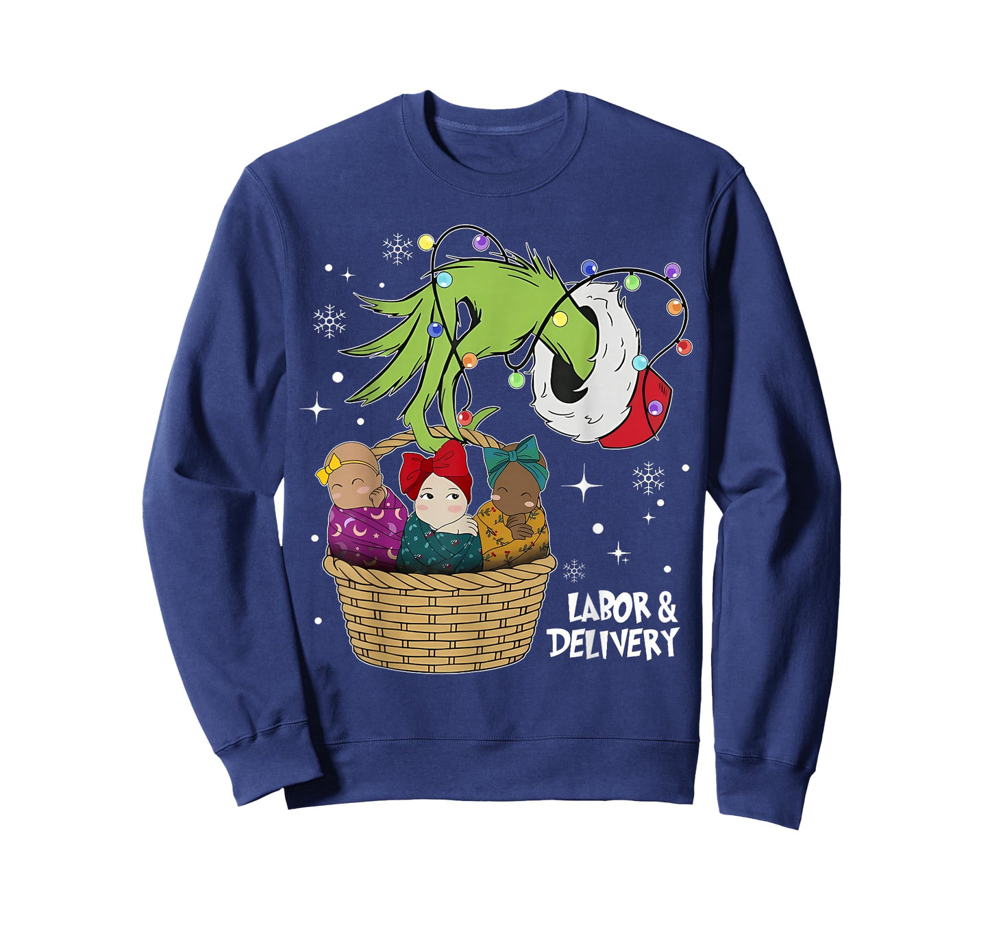 Labor and Delivery Nurse Christmas Lights Snowflake Holiday T-Shirt