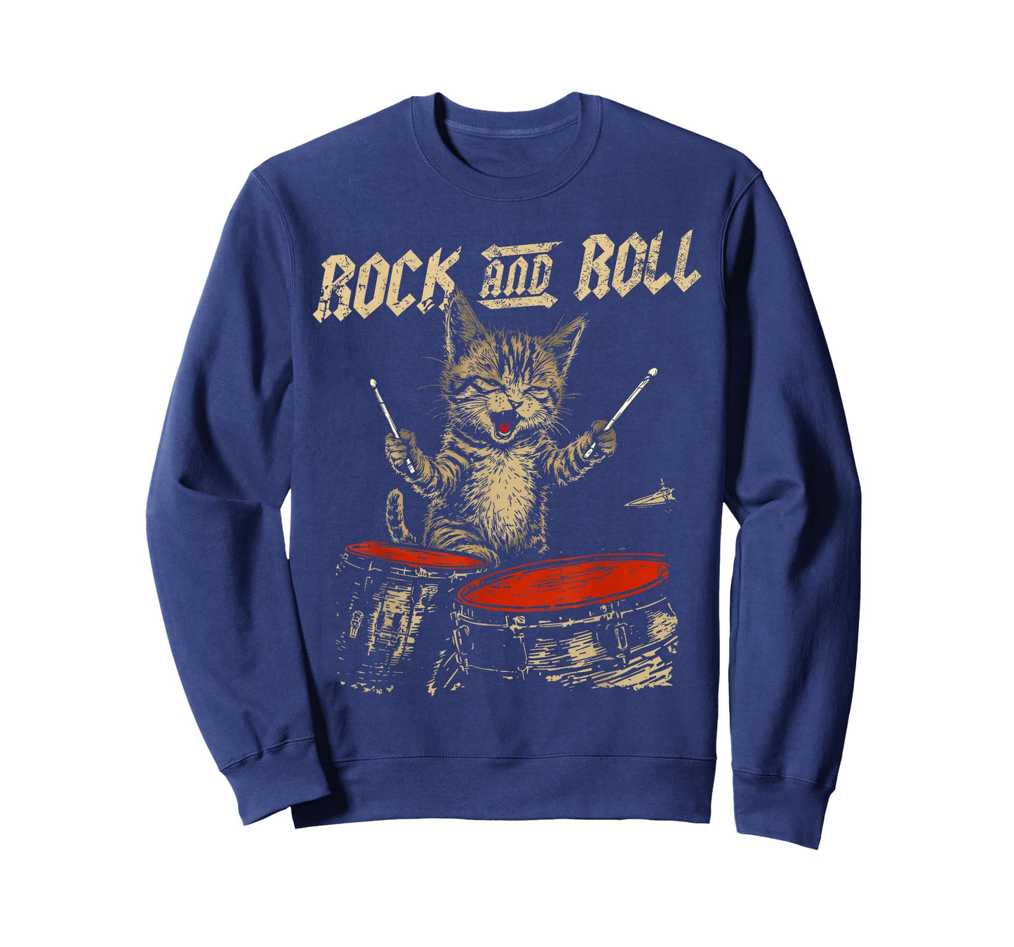 Rock and Roll Funny Cat Playing Drum for Men Women Kid T-Shirt