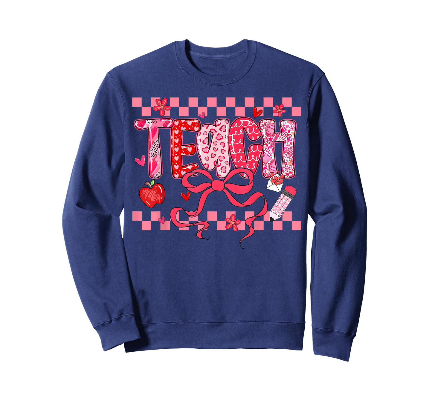 Valentine Teacher Coquette Bow Pencil Girl Women T-Shirt