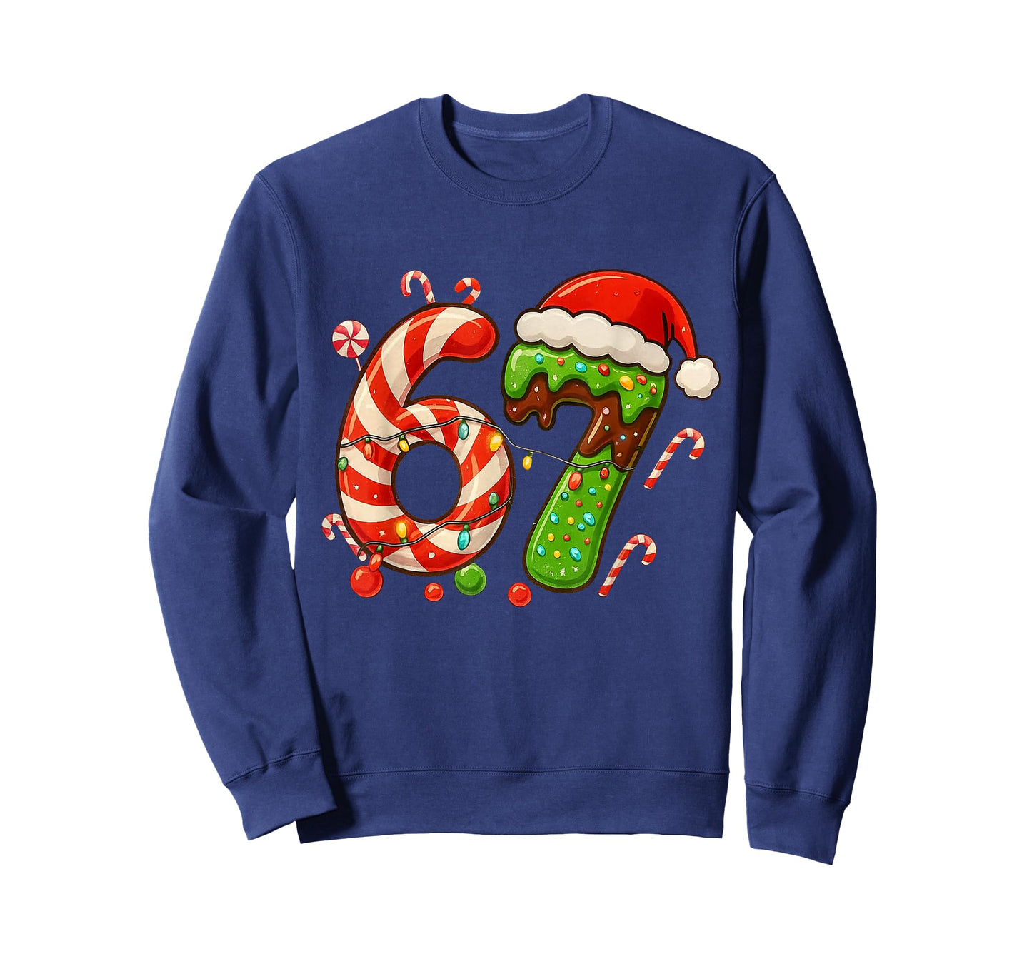 67 Christmas 6 7 Six Seven Meme 67 Candy Cane Xmas Holiday T-Shirt