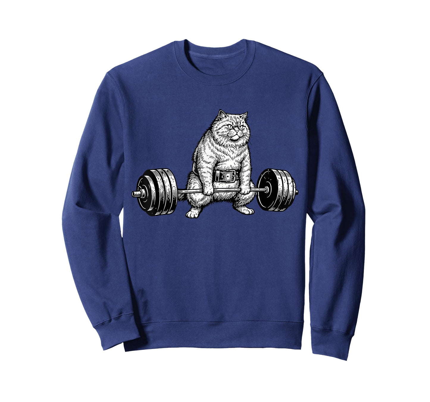 Retro Cat Deadlift Powerlifting Funny Gym Weight Lifting T-Shirt