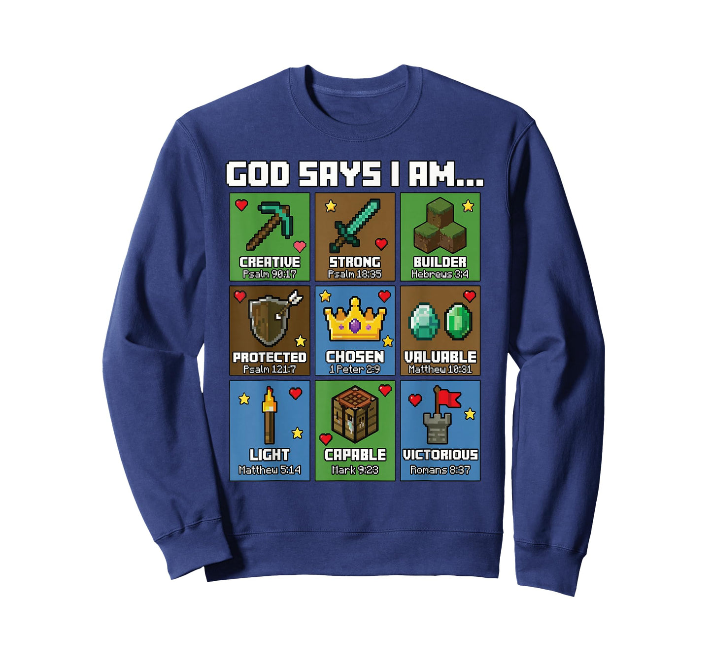God Says I Am Bible Verses Pixel Art Christian Gamer Boys T-Shirt