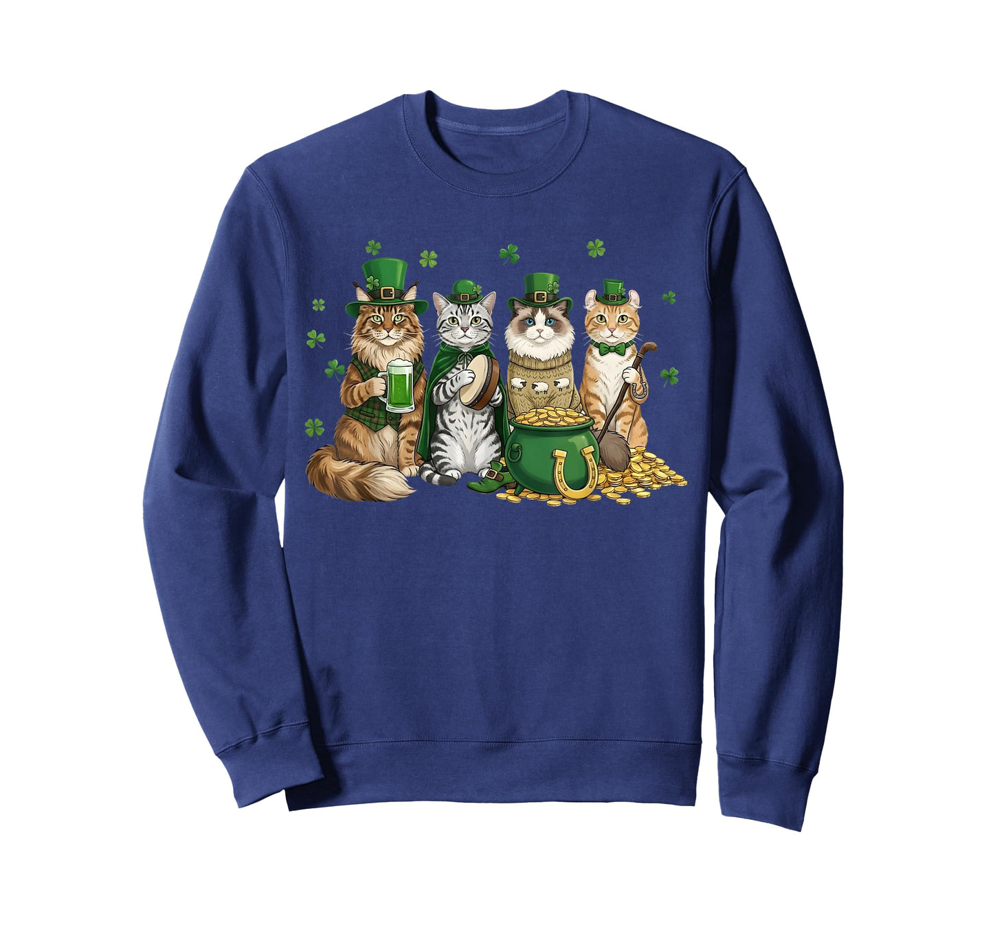 St Patricks Day Irish Cats with Luck Shamrocks T-Shirt