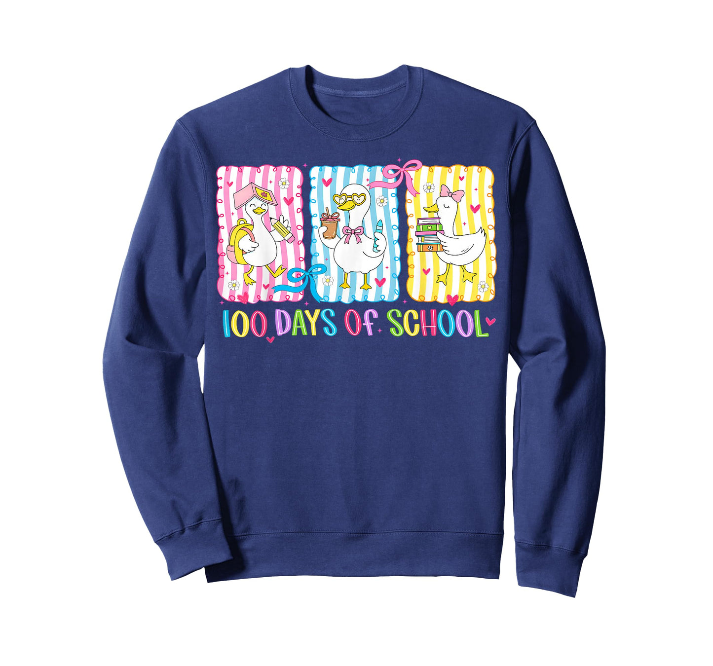 100 Days of School Goose Coquette Bow 100th Day Teacher Kids T-Shirt