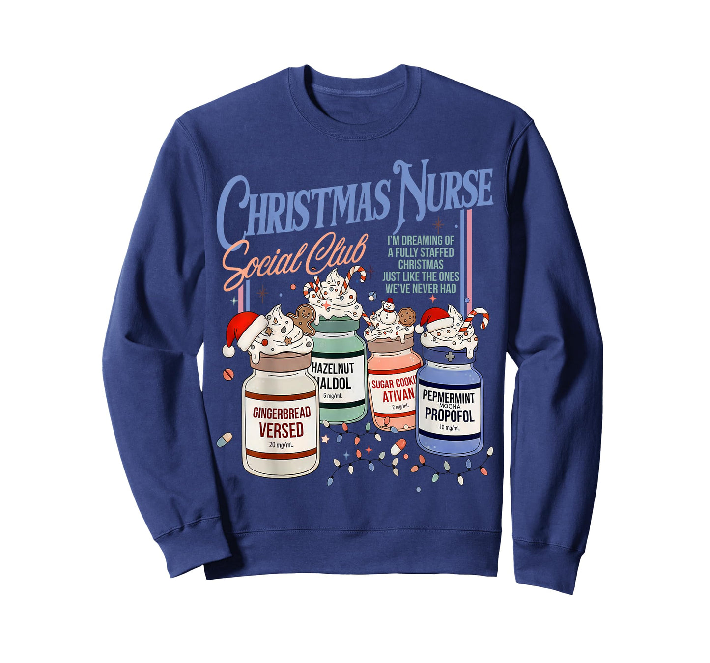 Retro Christmas Nurse Social ICU Nurse Propofol Xmas T-Shirt