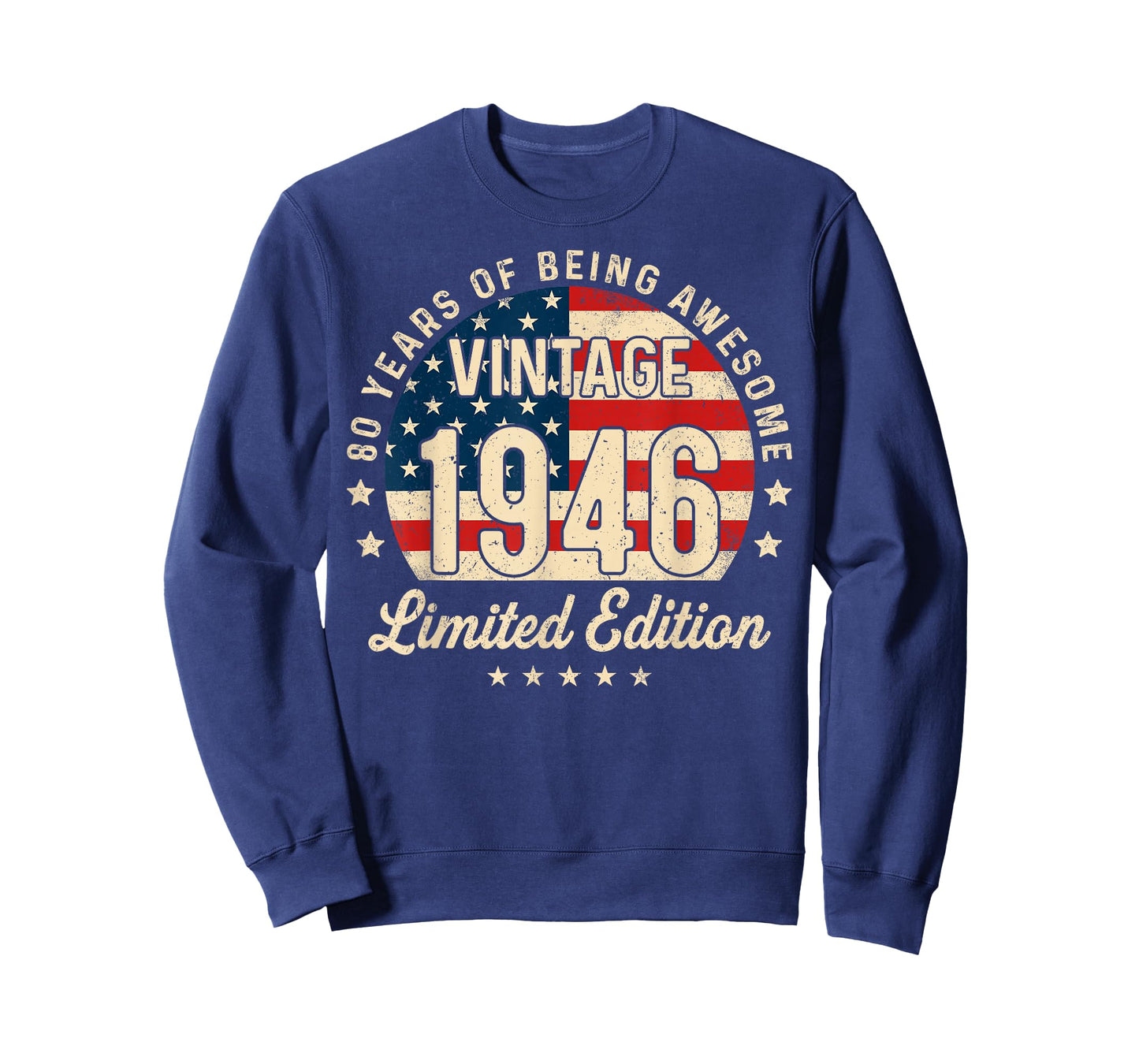 80th Birthday Vintage 1946 80 Year Old Gifts Men USA Flag T-Shirt