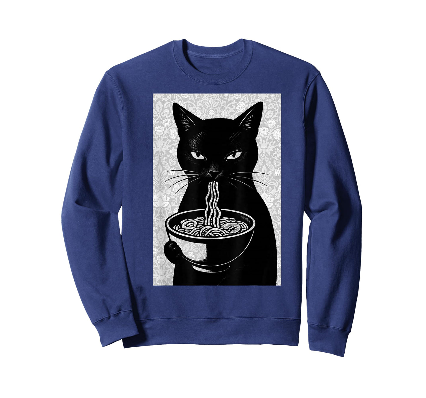 Ramen Cat Black and White Japanese Noir Illustration T-Shirt