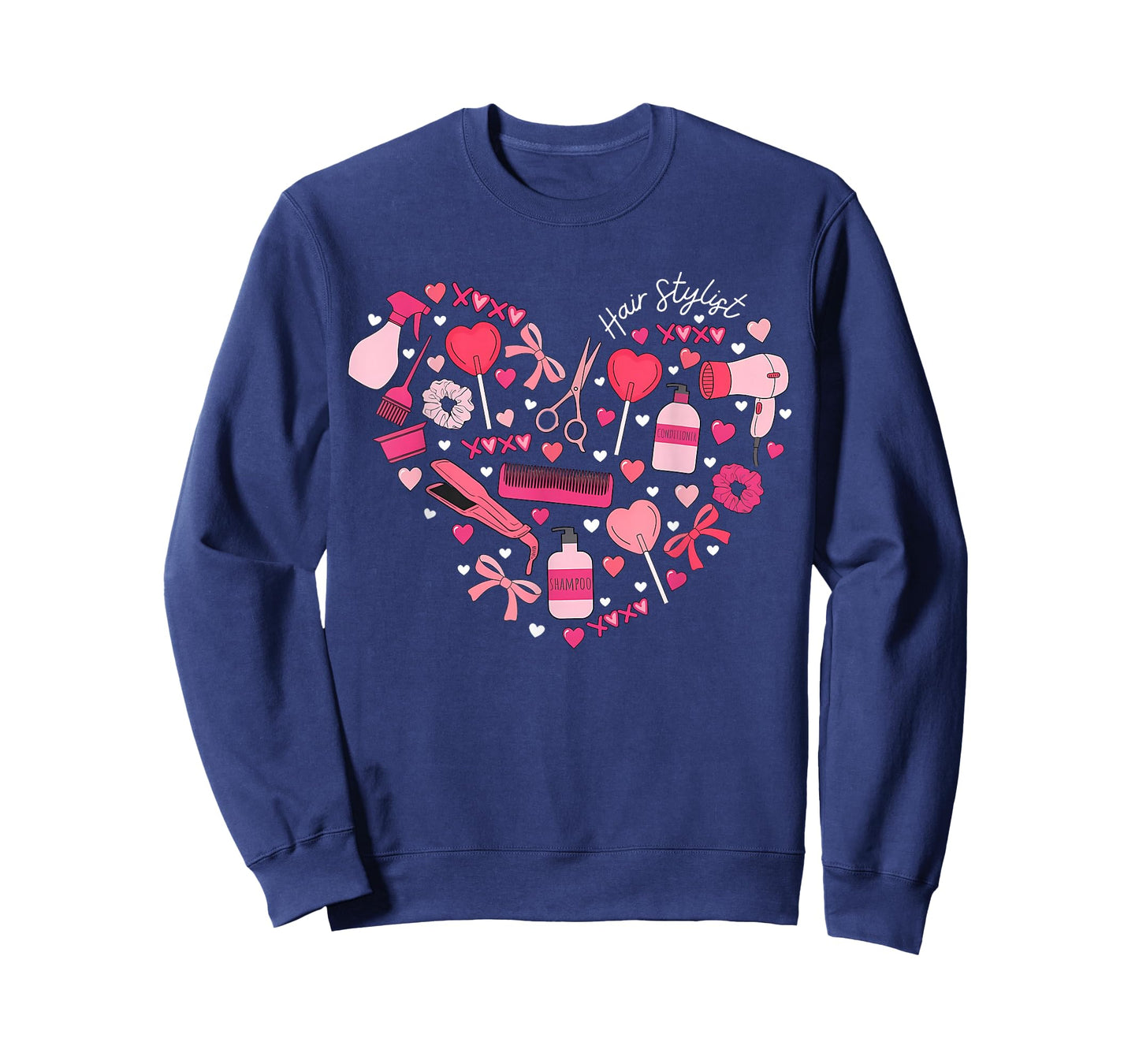 Cute Heart Hair Stylist Valentine Day Cosmetologist Barber T-Shirt