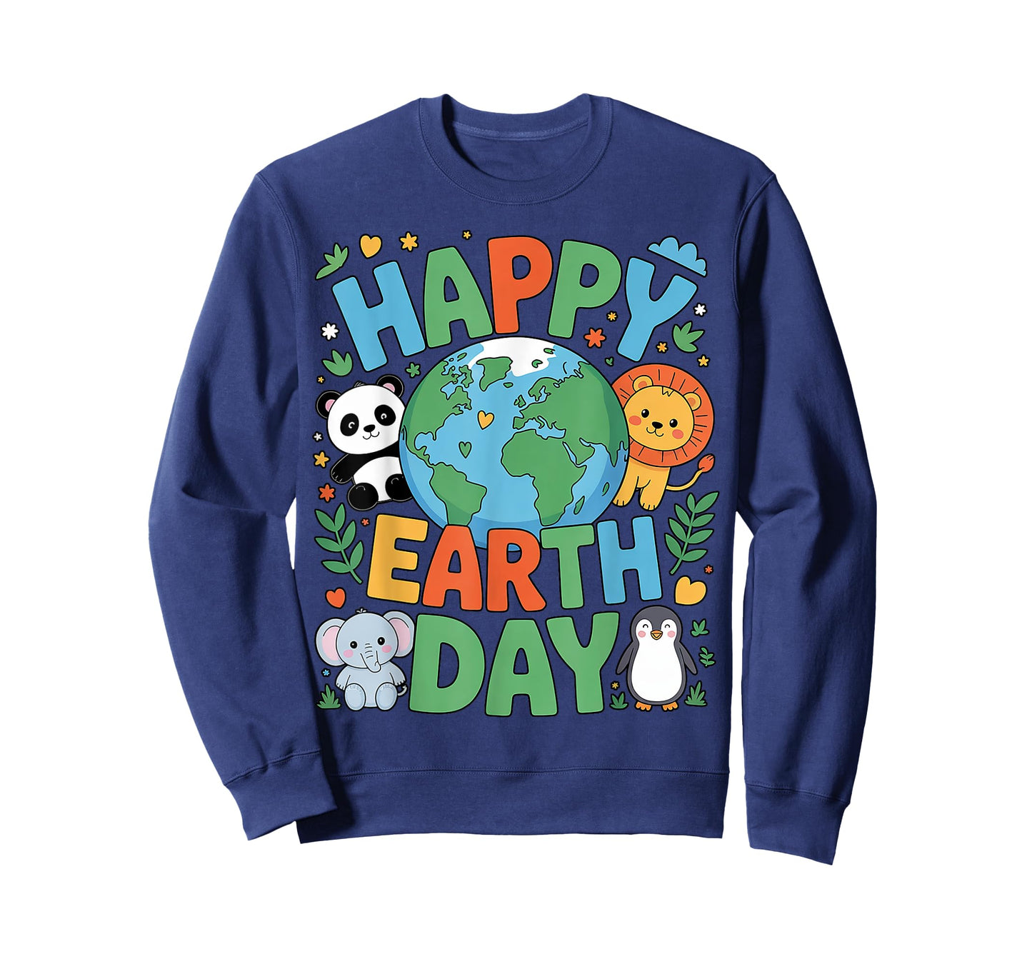 Smiling Earth Surrounded by Baby Animals Happy Earth Day T-Shirt