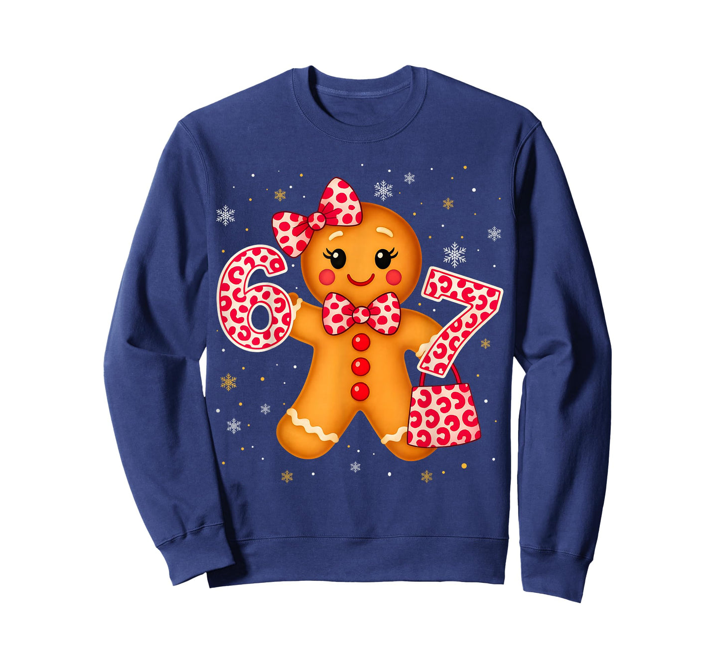 Cute 6 7 Christmas Leopard Bow Gingerbread Girls Womens T-Shirt
