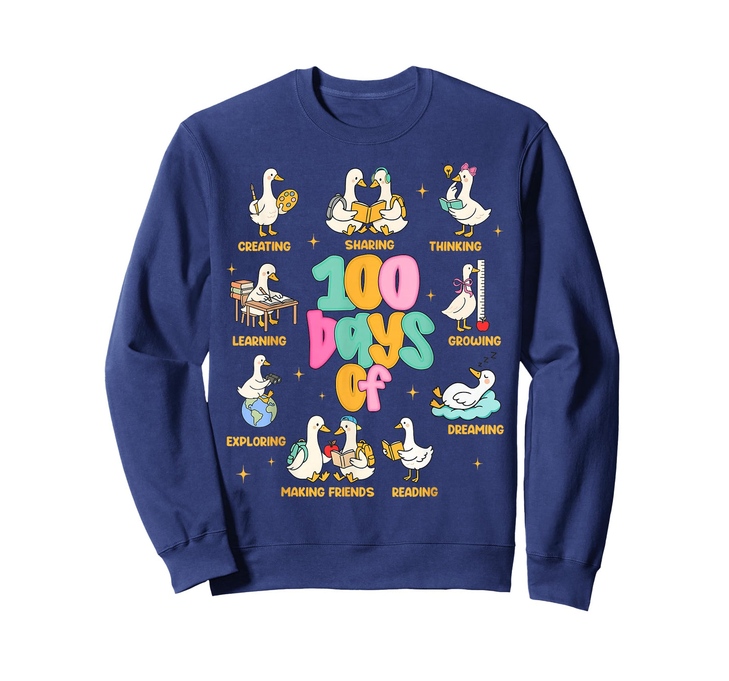 100 Days of School Silly Goose Teacher Men Women 100th Day T-Shirt