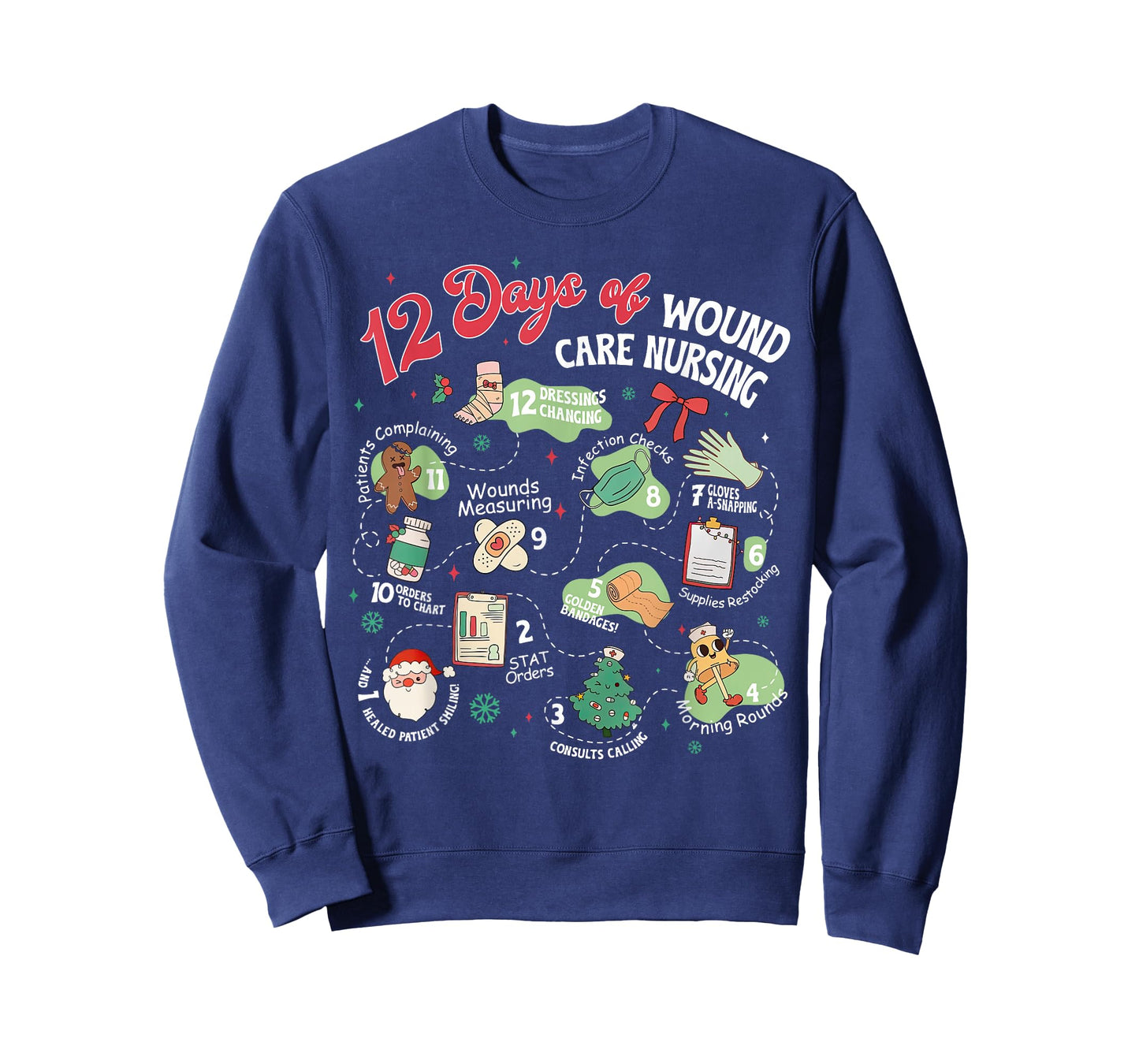 12 Days of Wound Care Nursing Christmas Ostomy Woc Nurse NP T-Shirt