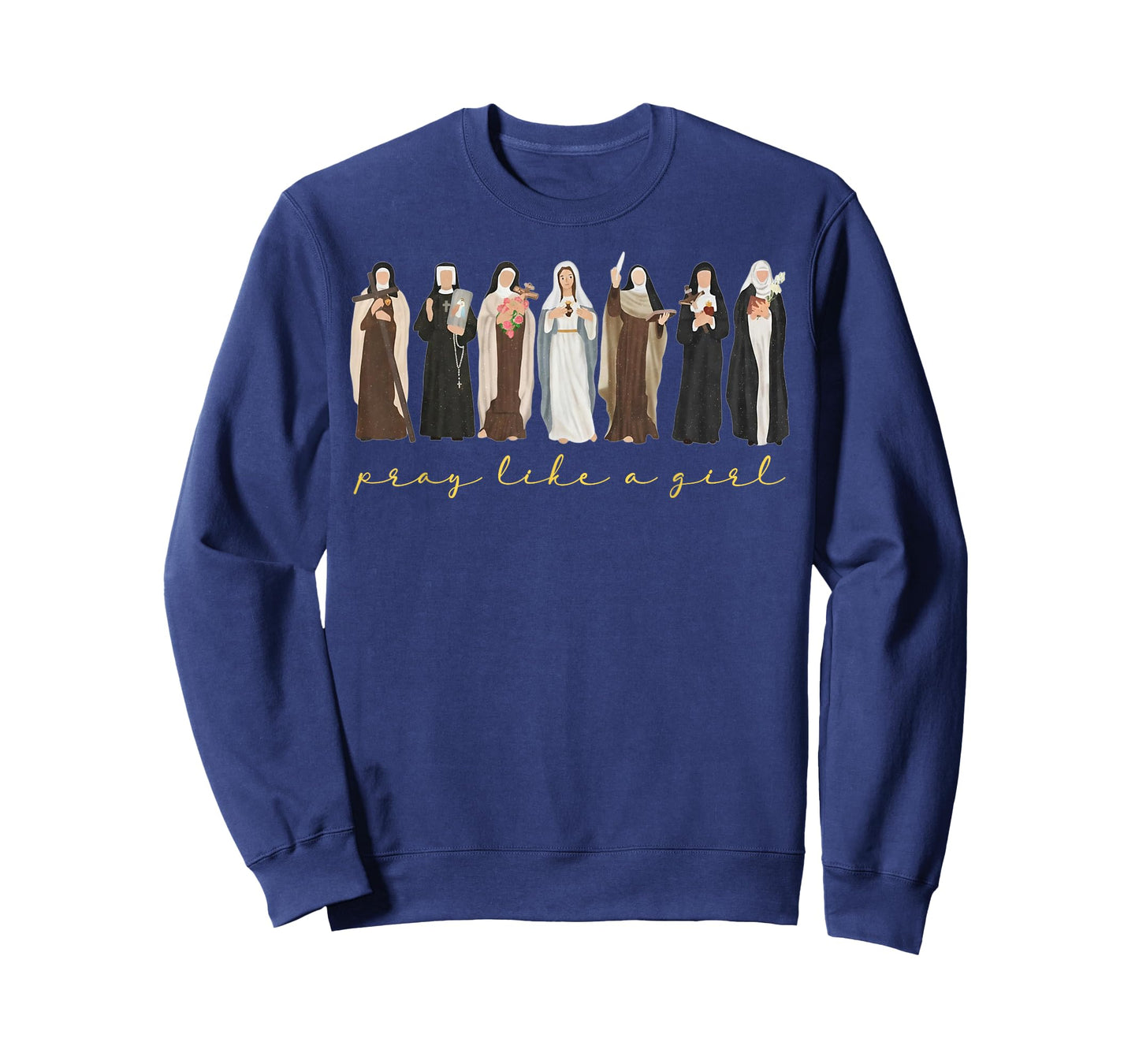 Catholic Saint Pray Like A Girl Women Religious Christian T-Shirt