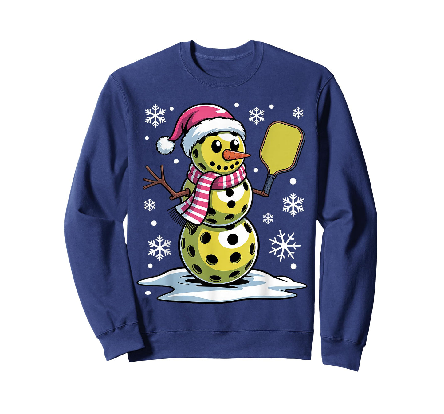 Santa Hat Snowman Xmas Pickleball Christmas T-Shirt