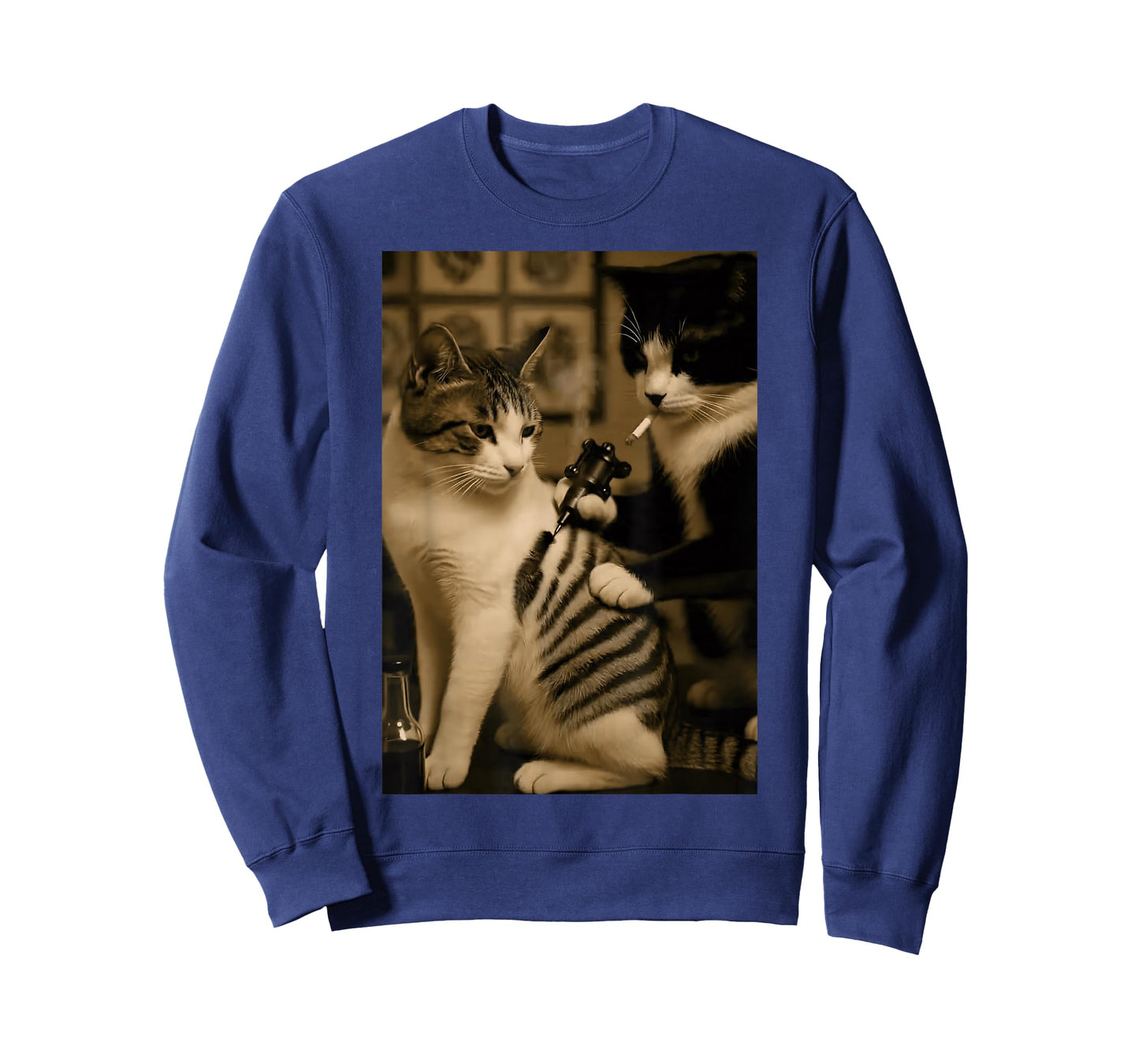 Retro Tattoo Cat Meme Smoking Cat Humor Cat Lover Tattooist T-Shirt