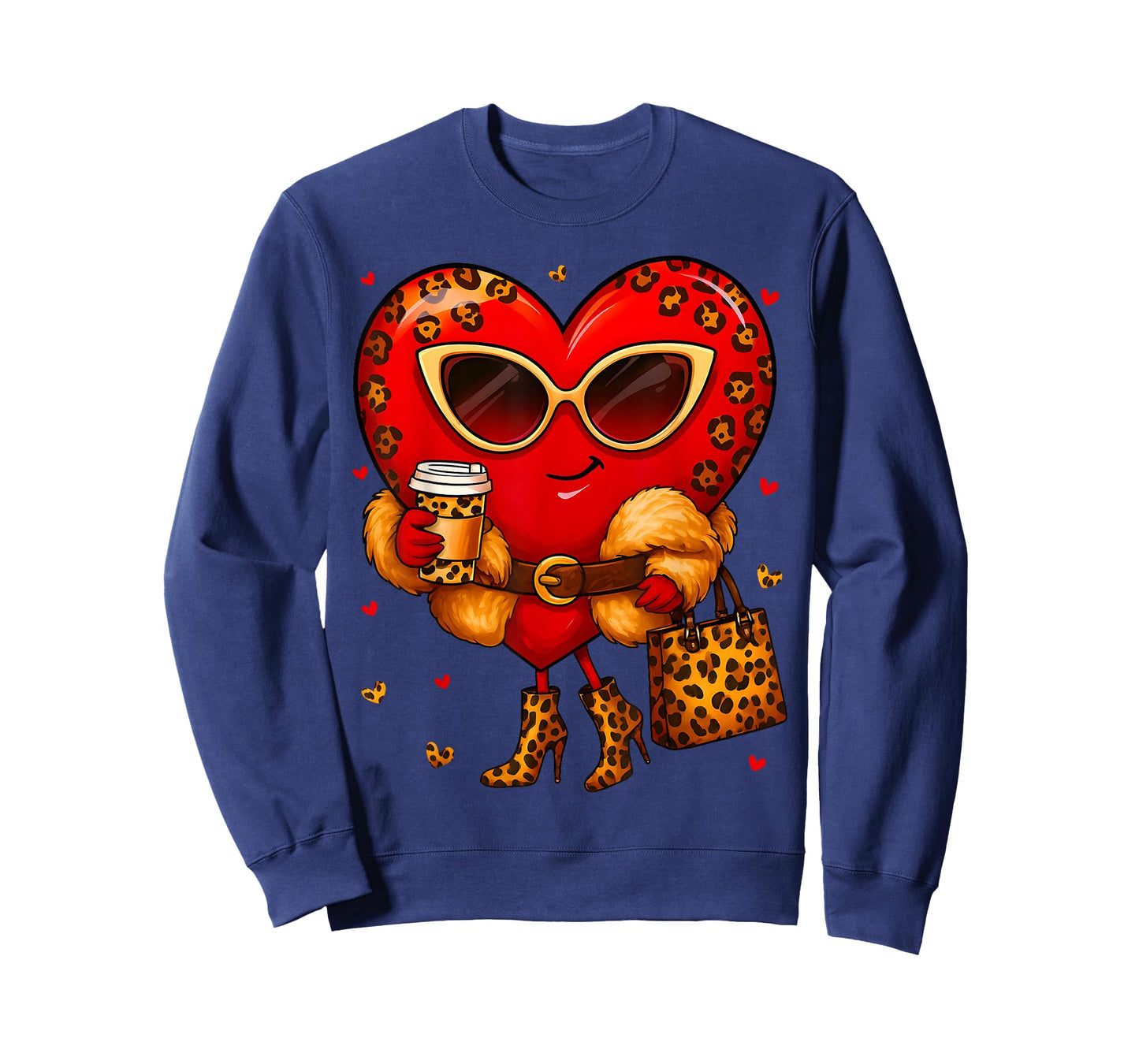 Cute Heart Leopard Valentine Outfit Women Girl T-Shirt
